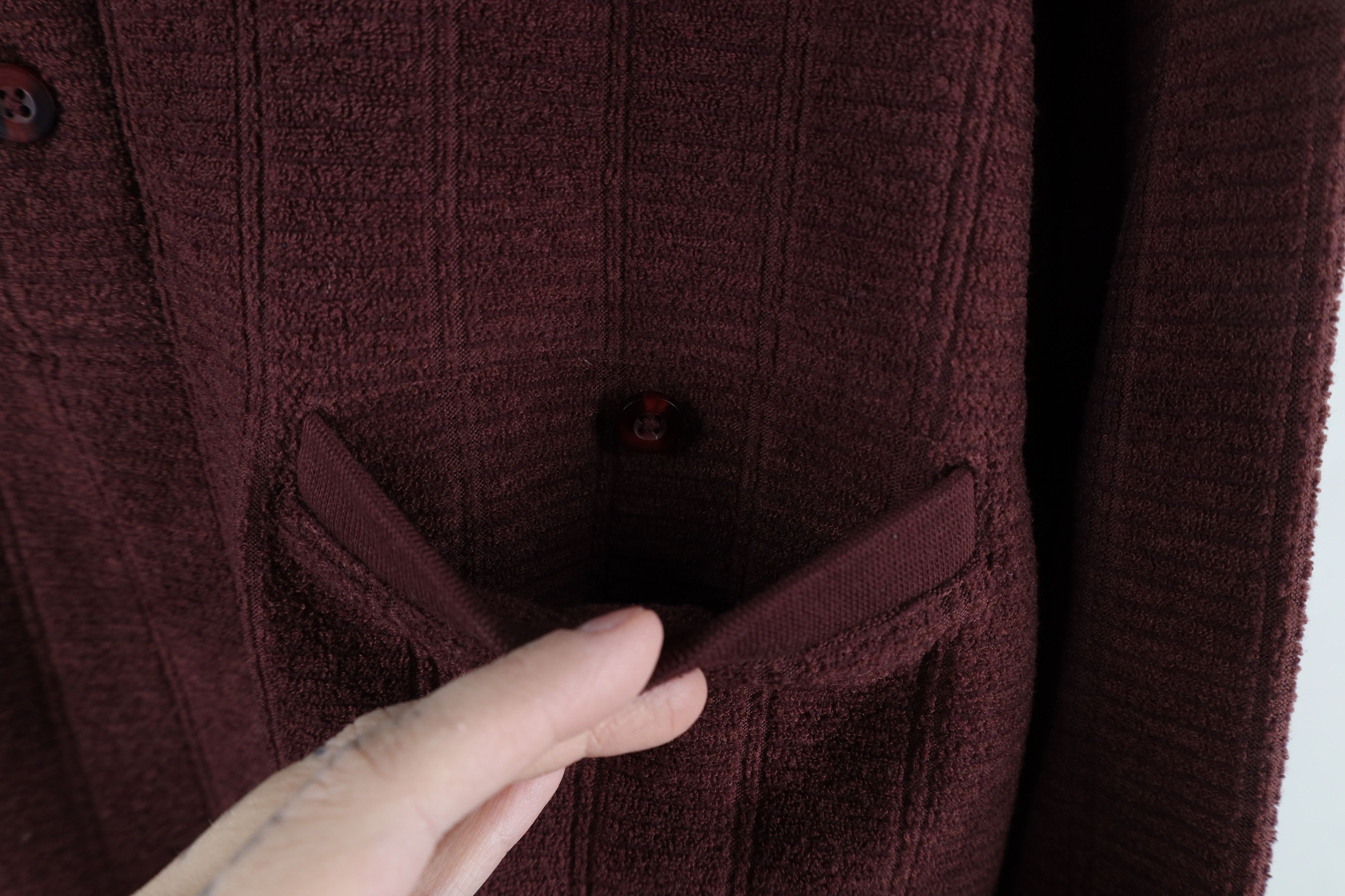 Vintage Vintage 90s Streetwear Terry Cloth Collared Sweater Red Size US L / EU 52-54 / 3 - 4 Thumbnail