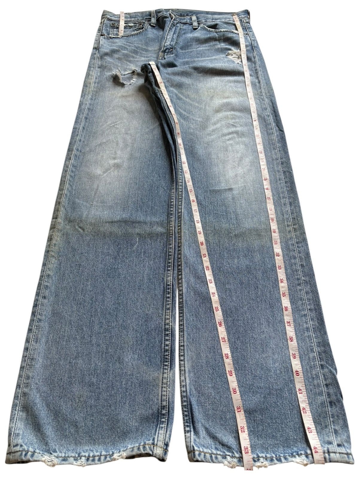 Levi's Vintage 90s Levis 503 Blue Wash Distressed Baggy Jeans Size US 33 - 13 Thumbnail