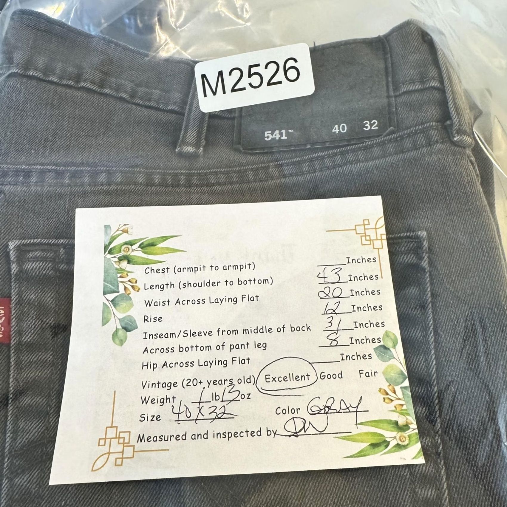 Levi's Levi's 541 Jeans Mens 40x32 Gray Athletic Tapered Stretch Denim 5-Pocket Classic Fit Pants Jeans Belt Zipper Closure Size US 40 / EU 56 - 8 Thumbnail