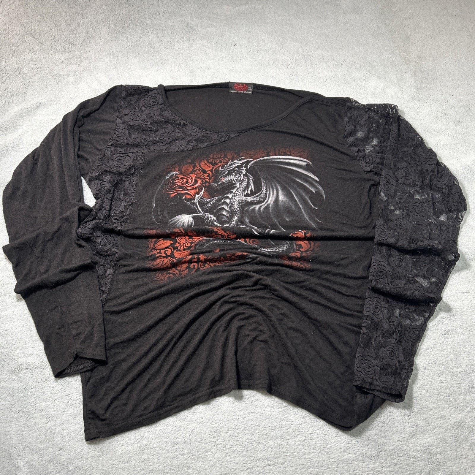 Affliction Spiral Direct Gothic Affliction Style Top 2XL Dragon Floral Size XXL / US 16-18 / IT 52-54 - 9 Thumbnail