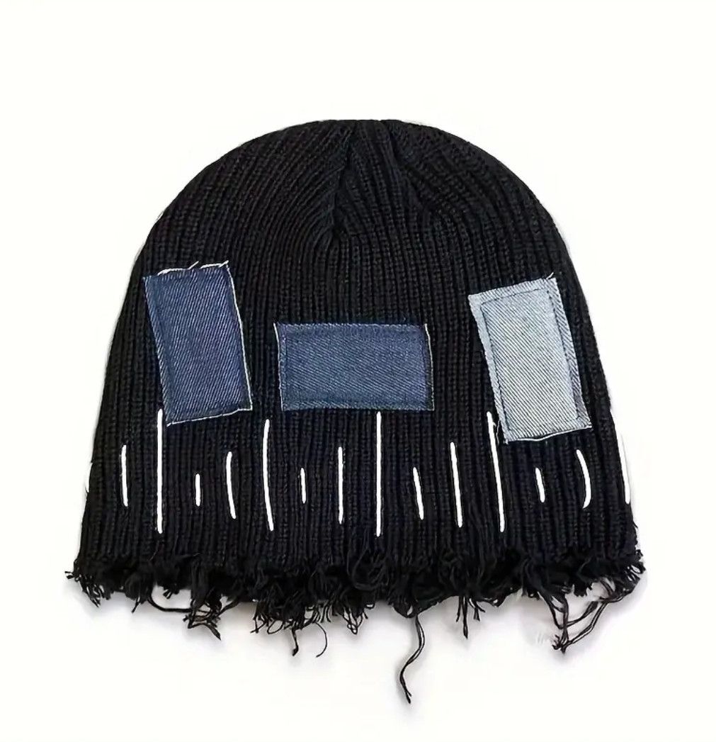 Vintage Knit Patchwork Street Distressed Frayed Beanie Size ONE SIZE - 1 Preview