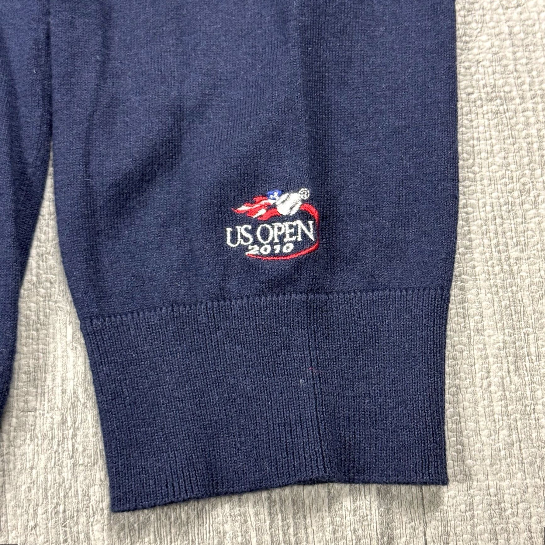 Polo Ralph Lauren VINTAGE Polo Ralph Lauren US Open 2010 Knit V-Neck Cardigan Sweater Mens 2XL Blue Silk/Cotton/Cashmere 68/18/14 Size US XXL / EU 58 / 5 - 4 Thumbnail