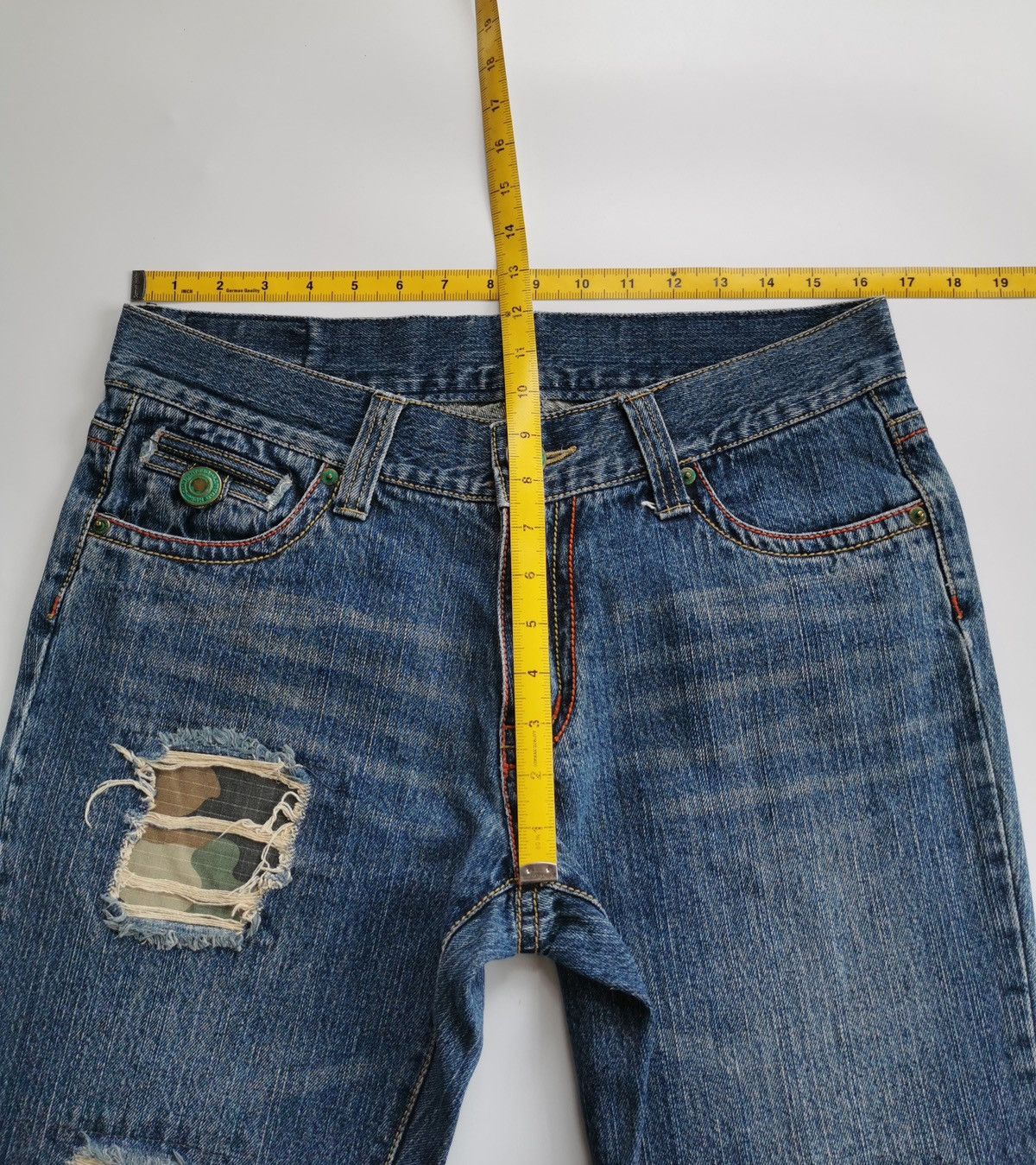 Japanese Brand Unbrand Japan Bootcut Camo Patchwork Repaired Jeans Size US 33 - 8 Thumbnail