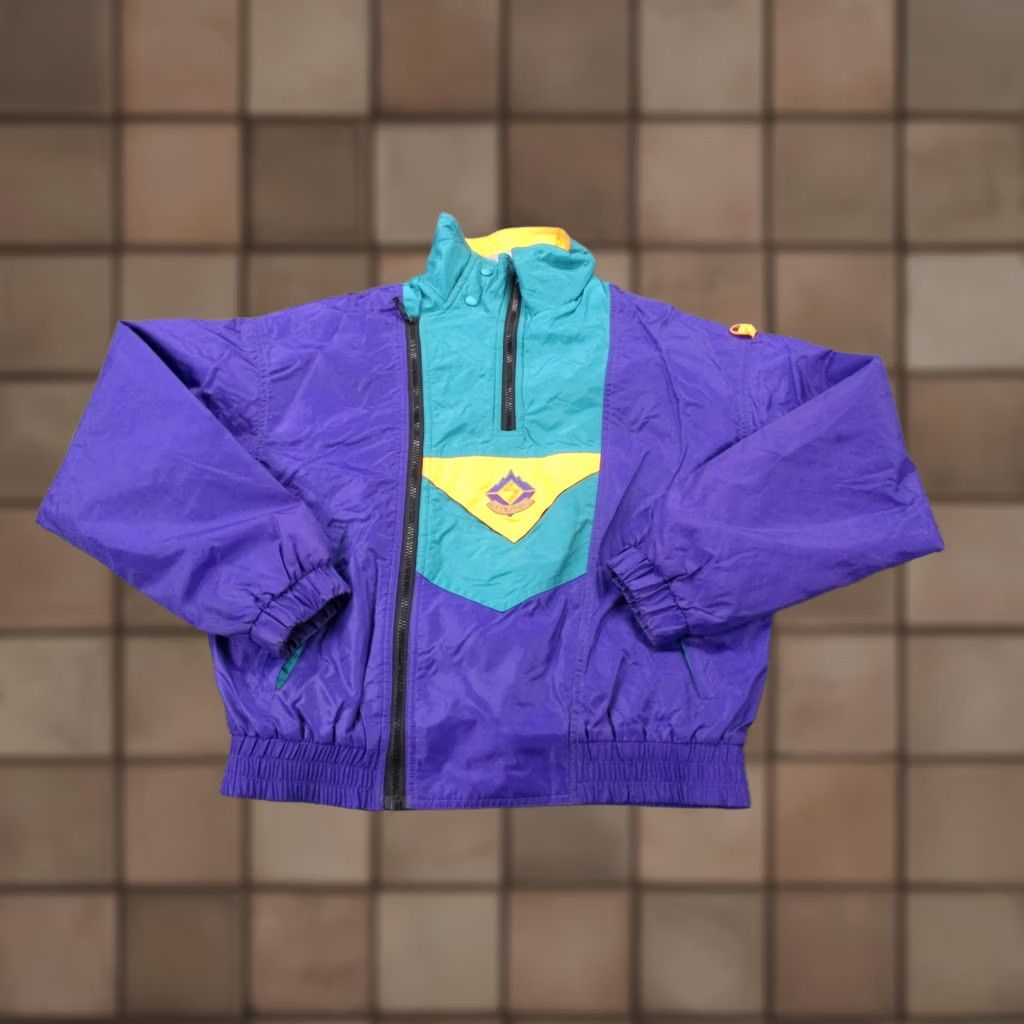 Altea VINTAGE Skyr Jacket Womens S Teal Purple Nylon Windbreaker 80s 90s Retro Zip 1/4 Full Lined Insulated Windbreaker Womens Size S / US 4 / IT 40 - 1 Thumbnail