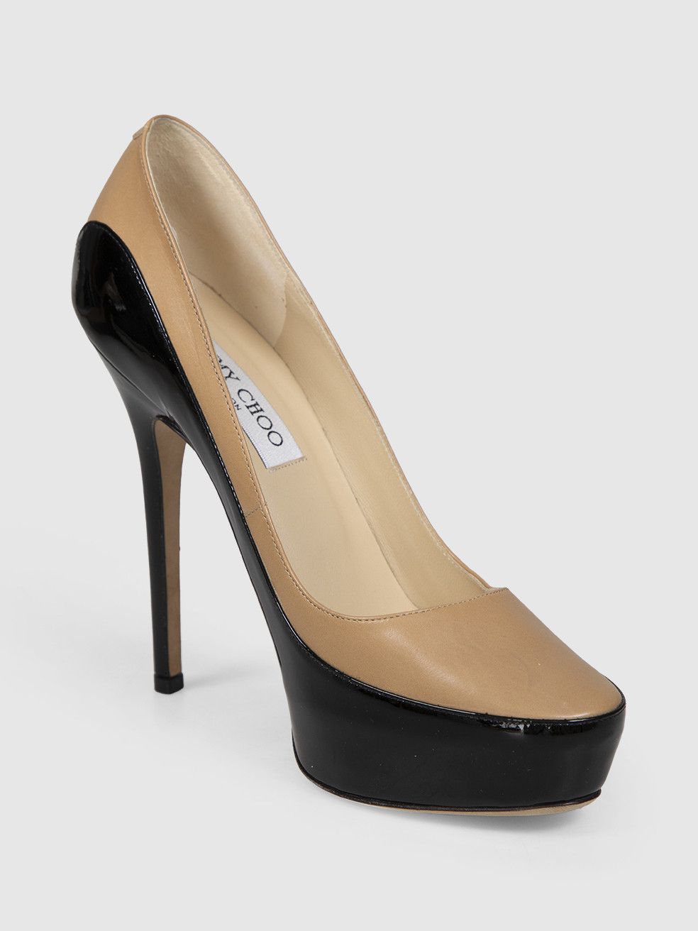 Jimmy Choo Beige & Black Leather Pumps Size US 8 / IT 38 - 1 Thumbnail