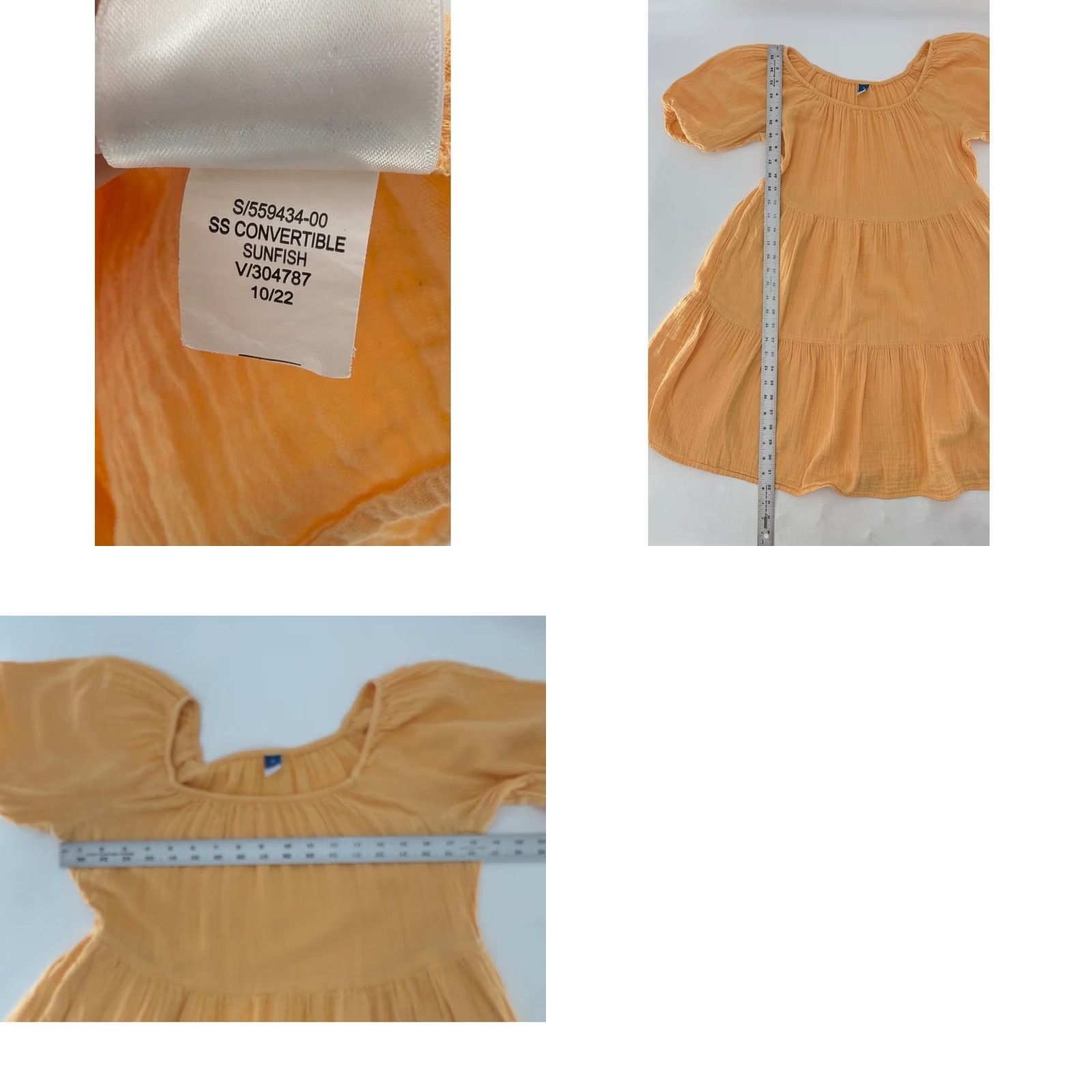 Old Navy Old Navy Dress Womens Medium Orange Gauze Tiered Puff Sleeve Casual Summer Size M / US 6-8 / IT 42-44 - 9 Thumbnail