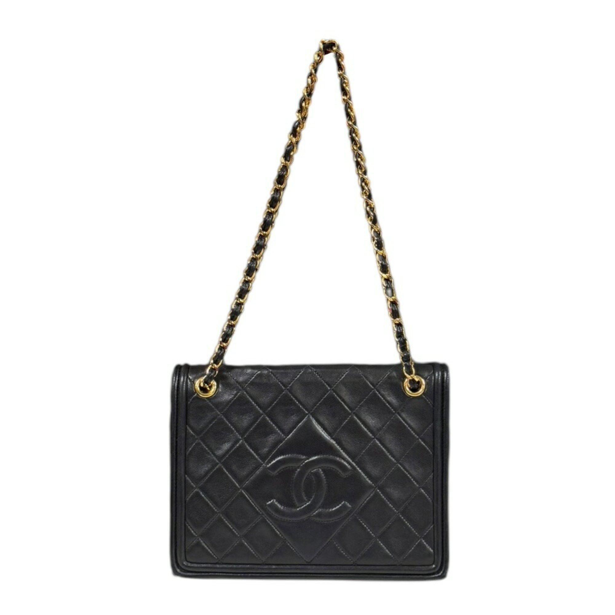 Chanel Matelasse Shoulder Bag Lambskin Black Women's Chanel W Chain