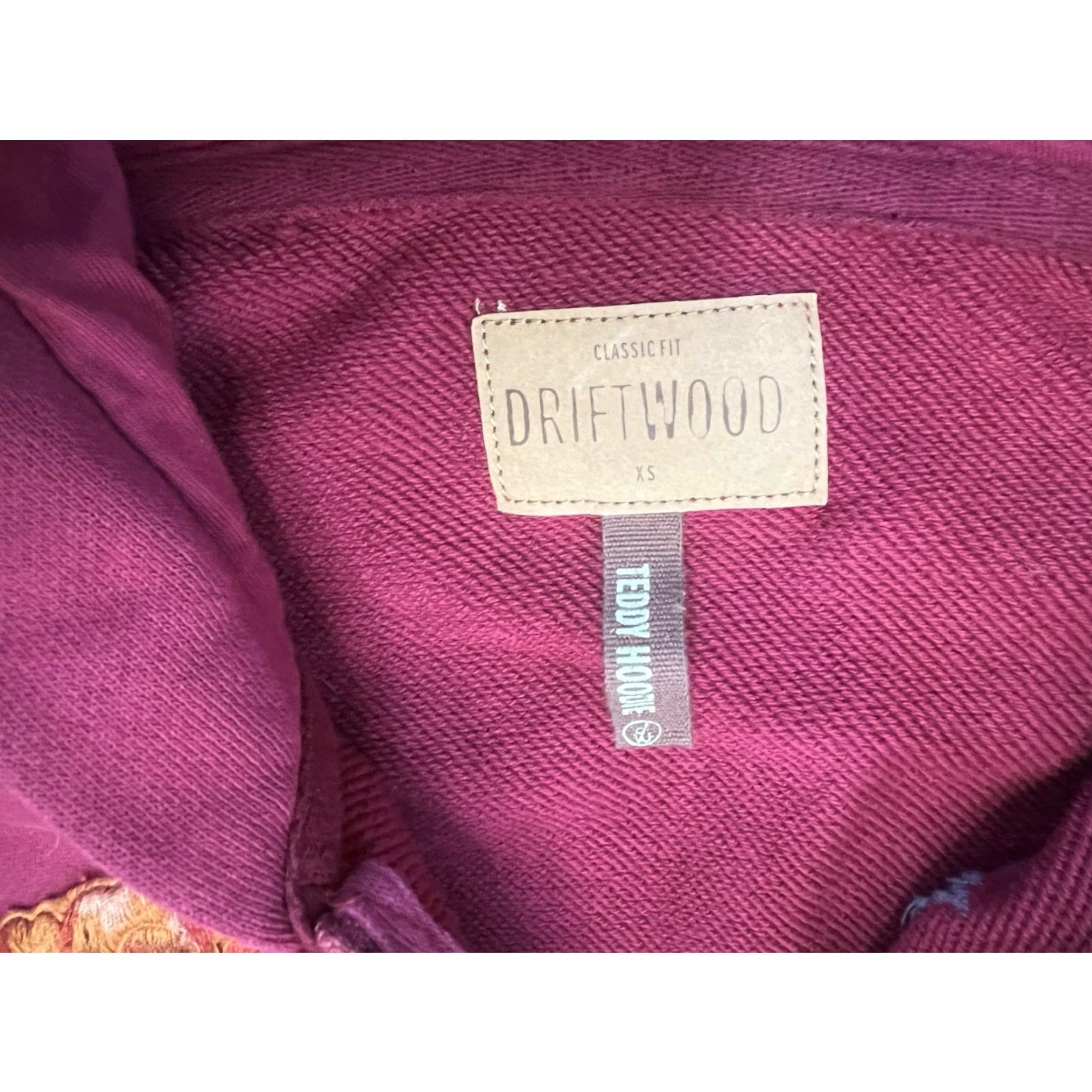 Vintage Driftwood Hoodie Shirt Maroon Floral Embroidered Zip Up Long Sleeve Hooded XS Women Size XS / US 0-2 / IT 36-38 - 5 Thumbnail