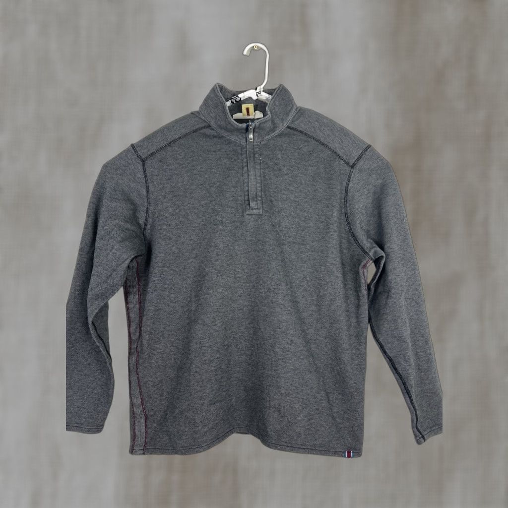 Tommy Bahama Tommy Bahama Mens XL Pullover Sweatshirt Gray Cotton Blend Sweater Collared Neckline Pullover 26” Chest 29” Length Size US XL / EU 56 / 4 - 1 Thumbnail