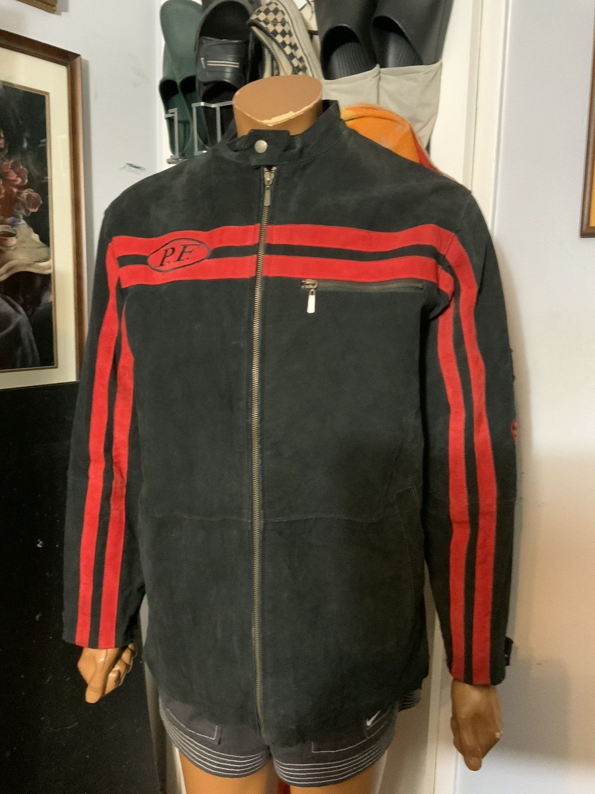Vintage VTG Y2K Suede Leather Cafe Racer Stripe Motorcycle Jacket Size US L / EU 52-54 / 3 - 13 Thumbnail