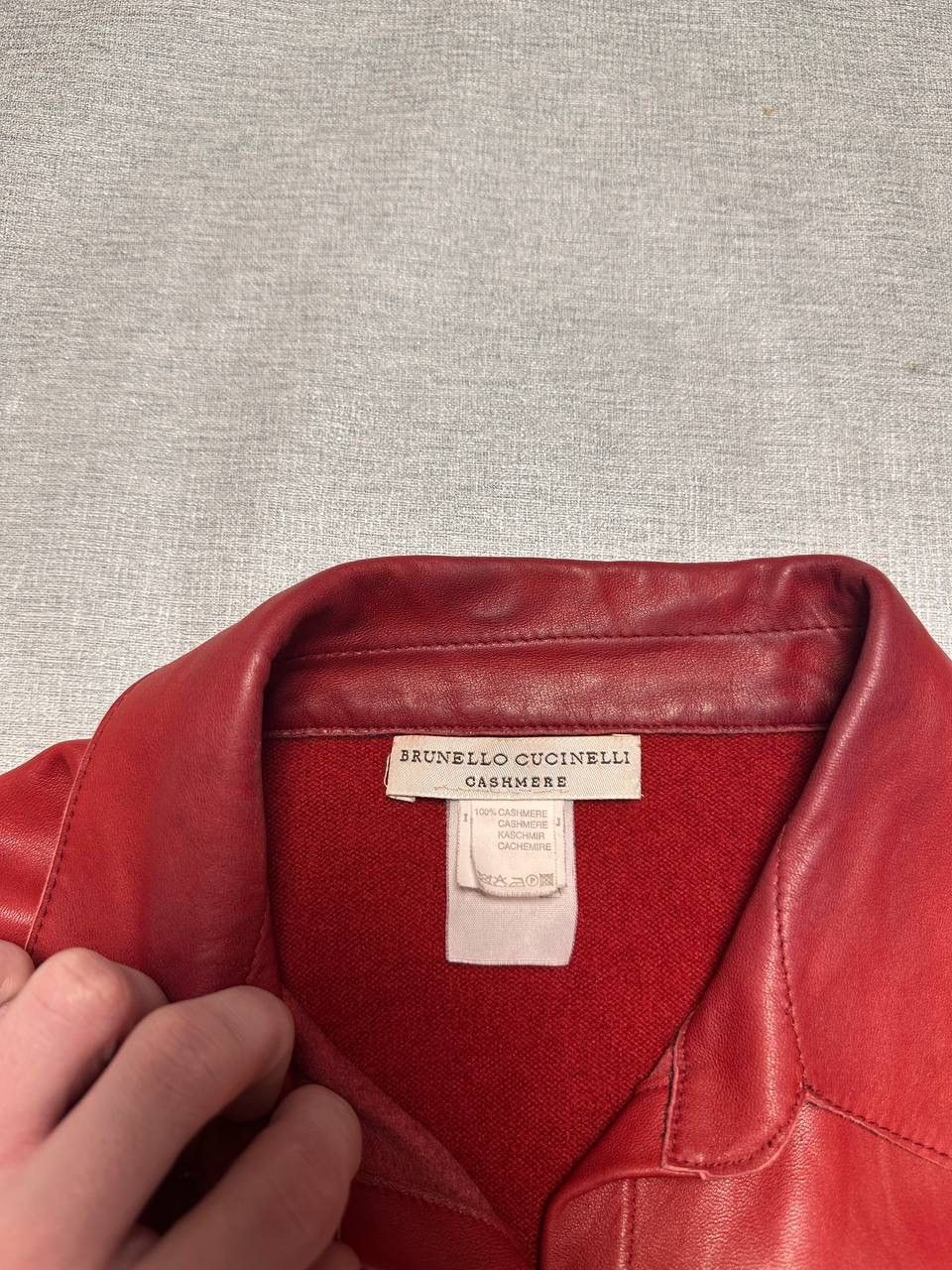 Brunello Cucinelli Brunello Cucinelli Red Leather & Cashmere Overshirt Vintage Size M / US 6-8 / IT 42-44 - 5 Thumbnail