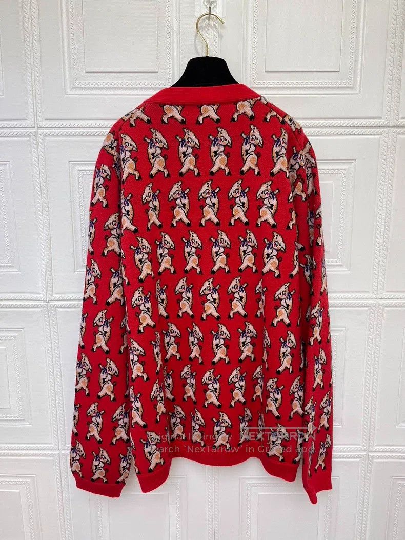Gucci Gucci Red Piglet Sweater Cardigan coat Size L / US 10 / IT 46 - 3 Thumbnail