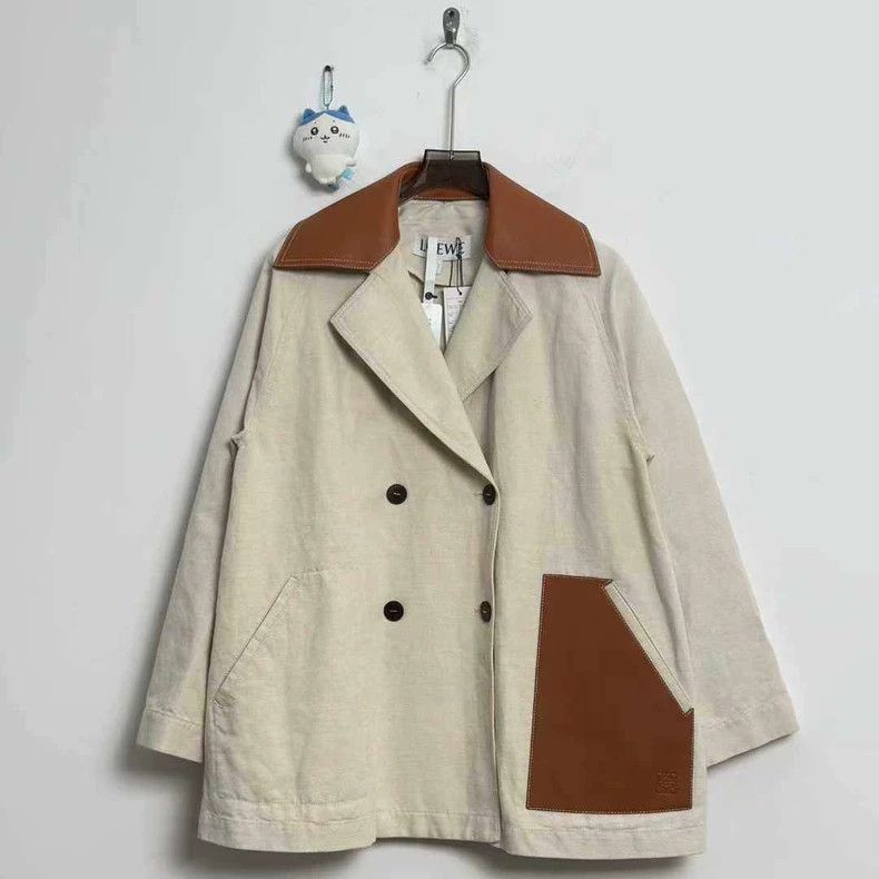 Loewe LOEWE Flax and cowhide patch coat Size XXS / US 00 / IT 34 - 1 Thumbnail