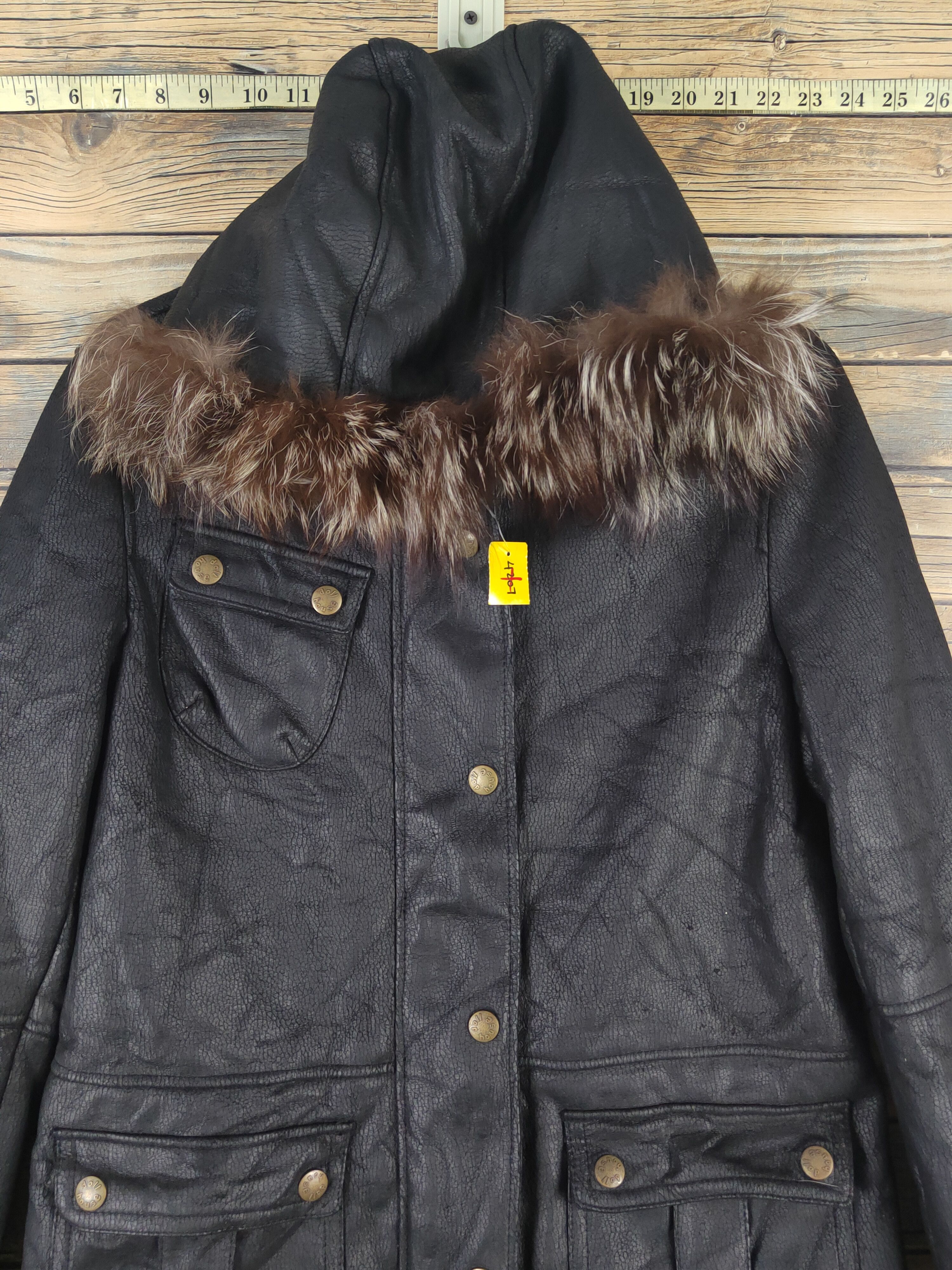 Japanese Brand Dollhouse Black Hoodie fur shaggy Leather Jackets #W1117 Size S / US 4 / IT 40 - 3 Thumbnail