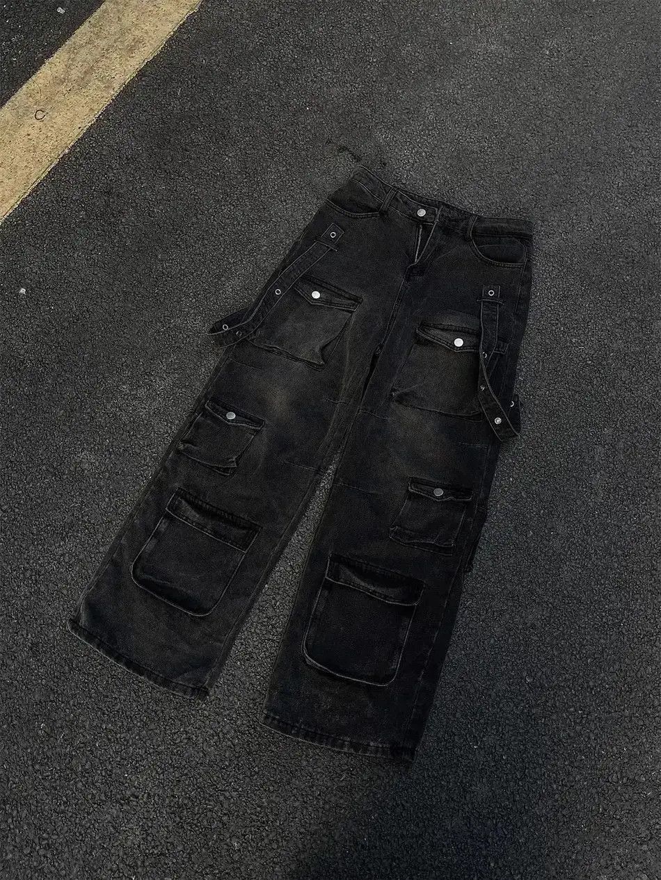 Japanese Brand Retro large pocket wide leg jeans Size US 32 / EU 48 - 6 Thumbnail