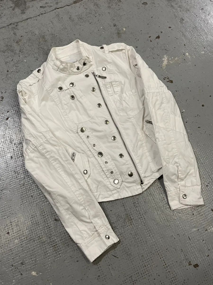 Moschino 2000s Moschino Asymmetrical Zip Cargo White Jacket Size S / US 4 / IT 40 - 4 Thumbnail