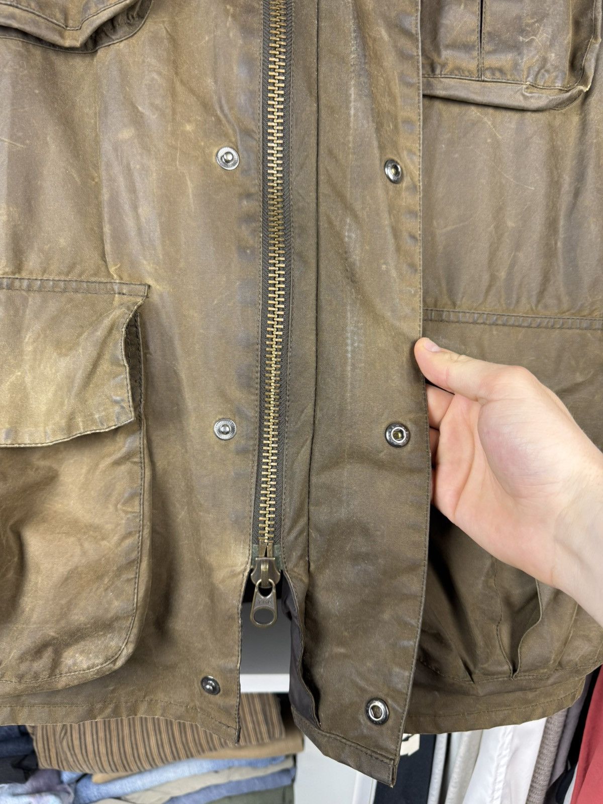 Barbour Vintage Barbour A995 Trooper Waxed Cotton Jacket Mens Size US XL / EU 56 / 4 - 5 Thumbnail