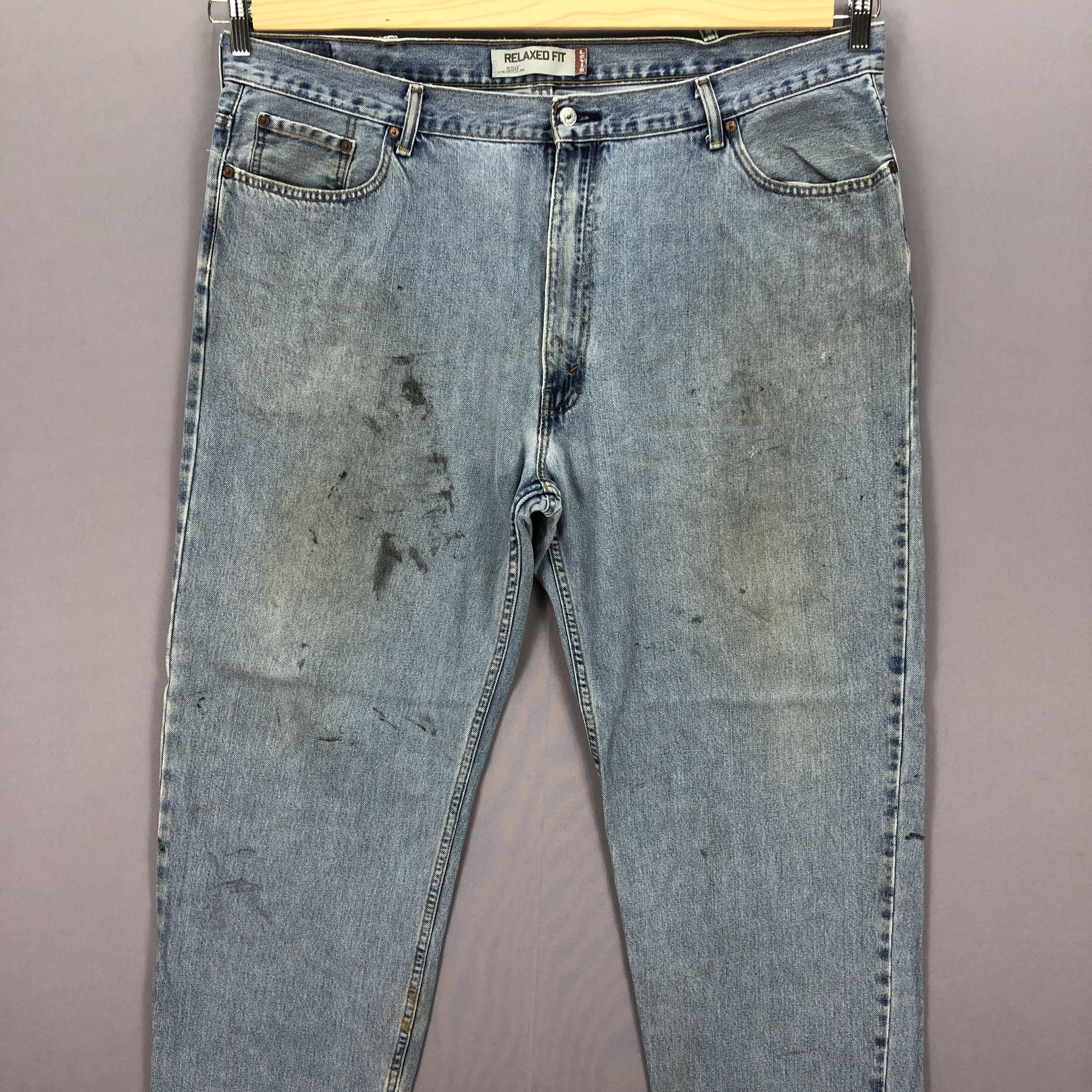 Jean Vintage Levis Baggy Dirty Jeans Levi's 550 Faded Denim Size US 44 / EU 60 - 3 Thumbnail