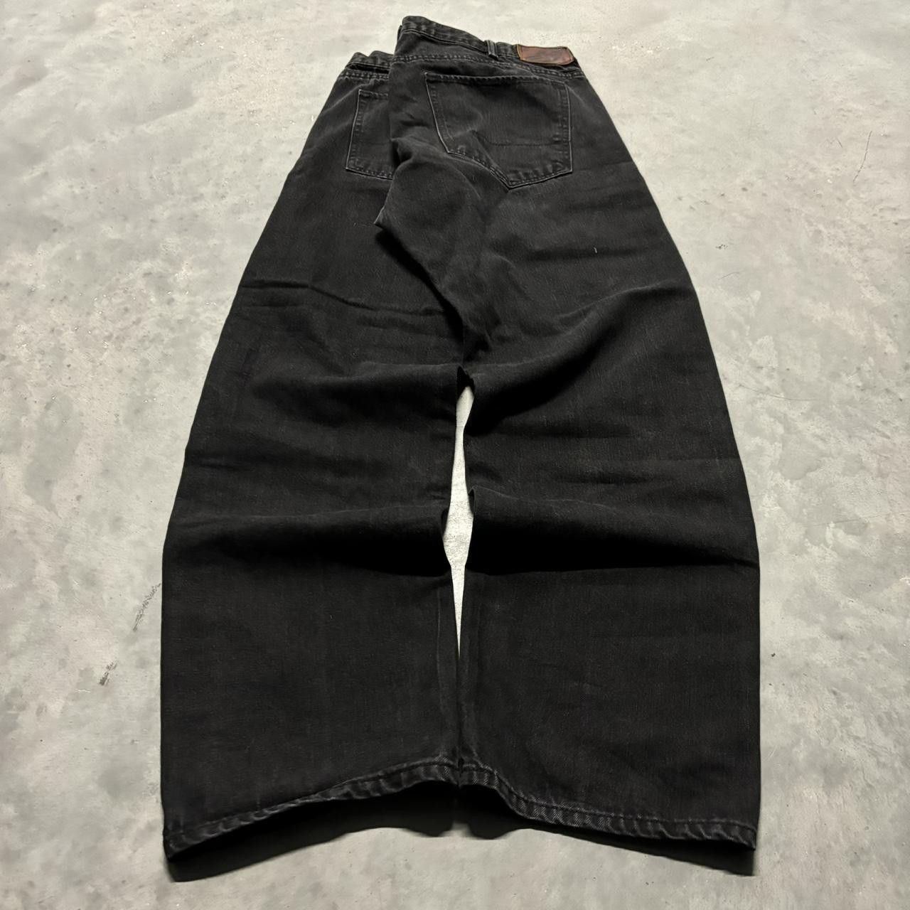 Japanese Brand × Vintage Crazy Vintage Y2K/2000s Grunge Solid Black Skater Denim Jeans! Size US 38 / EU 54 - 4 Thumbnail