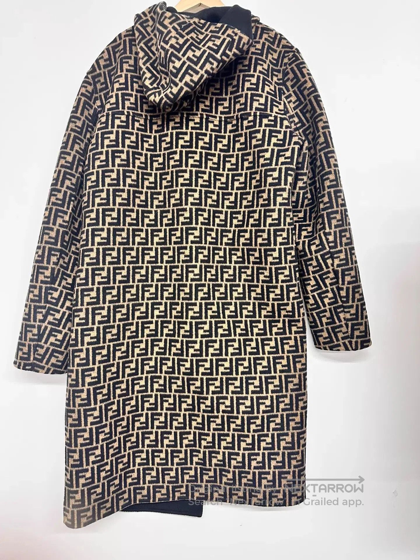 Fendi Brown Patterned Long Hooded Coat. Size US S / EU 44-46 / 1 - 2 Thumbnail