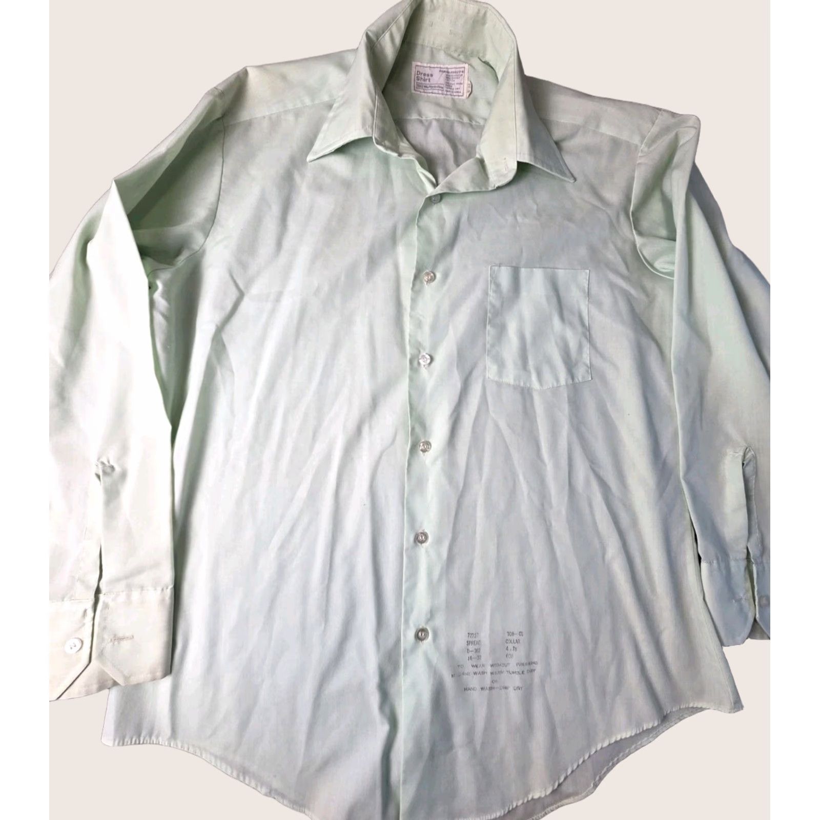 Sears VINTAGE Sears Perma-Prest Shirt Mens Dress Shirt 70s Long Sleeve White Pinstripe 15.5 16-33 Button Up Collared Barrel Cuff Size 42R - 1 Thumbnail