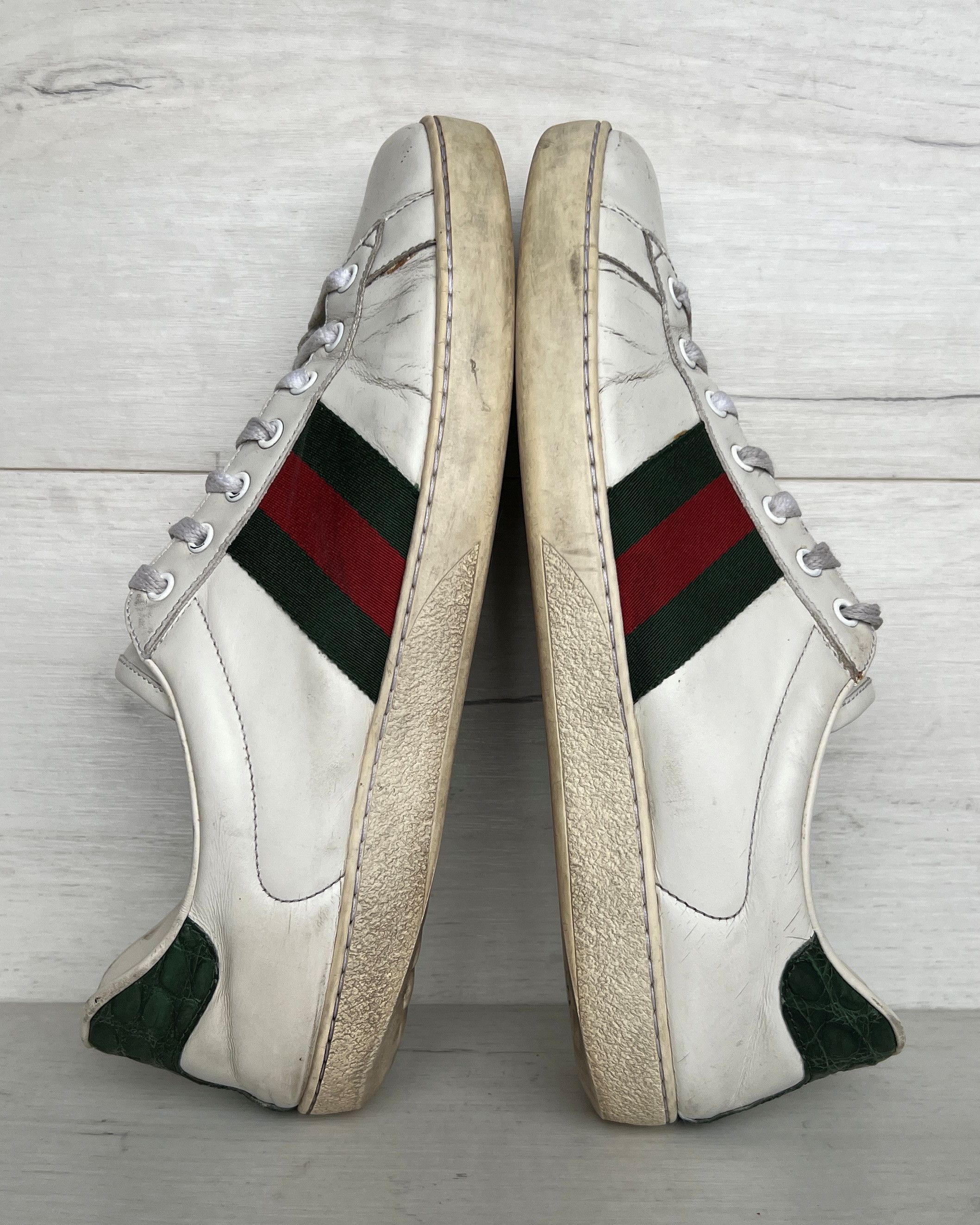 Gucci GUCCI ACE LEATHER LOW TRAINERS SNEAKERS Size US 11.5 / EU 44-45 - 5 Thumbnail