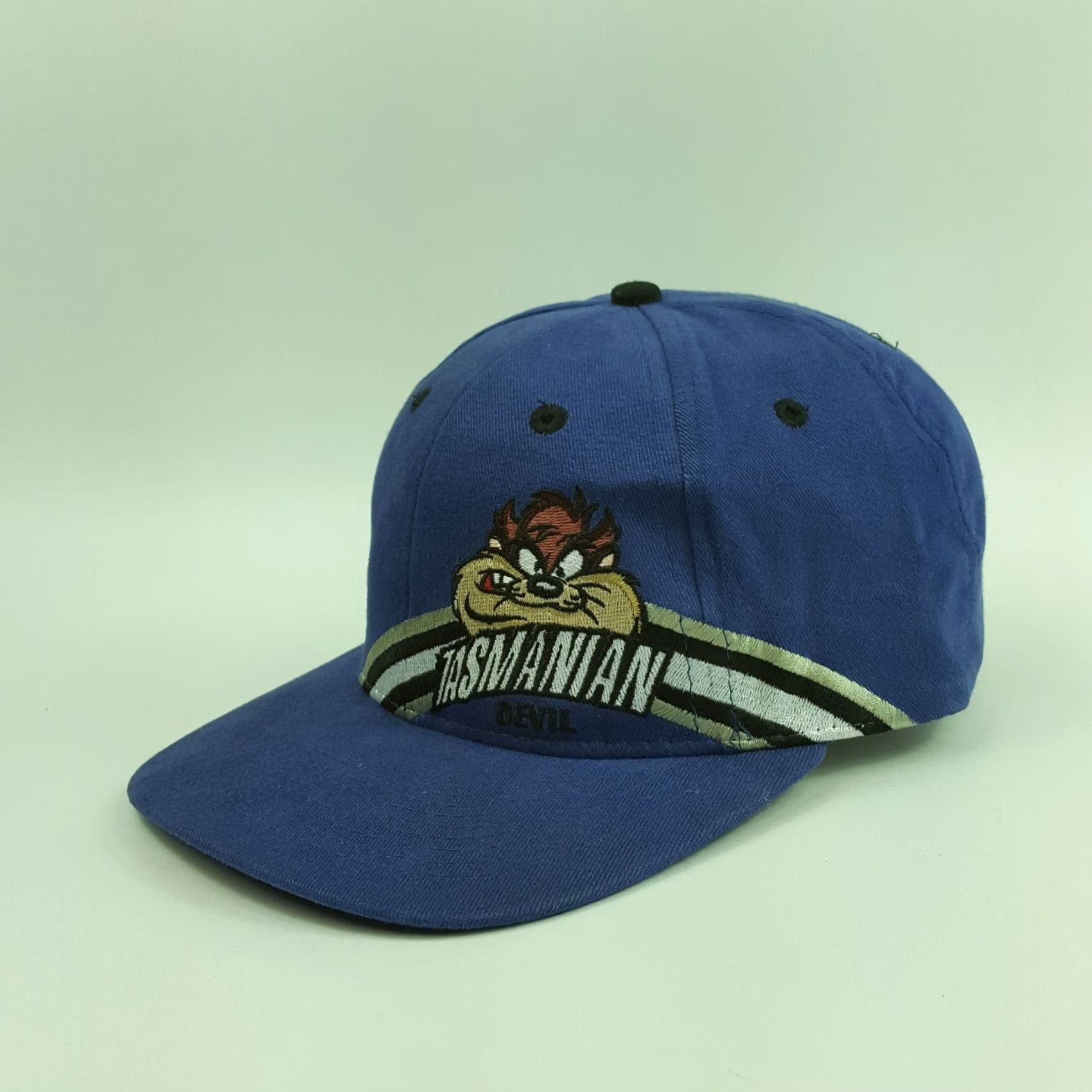 Vintage VINTAGE 90s Taz Cartoon Snapback Hat Looney Tunes Tasmanian Devil Baseball Cap Adjustable Blue Tan Beige Size ONE SIZE - 2 Thumbnail