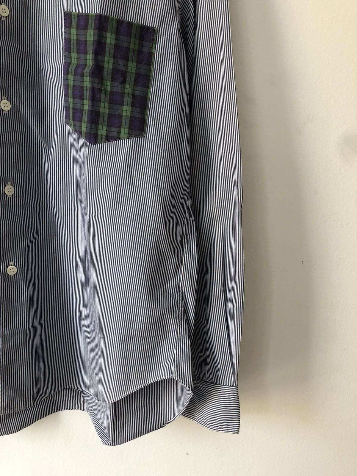 Comme des Garcons Homme Patchwork blue stripes shirt Size US S / EU 44-46 / 1 - 3 Thumbnail