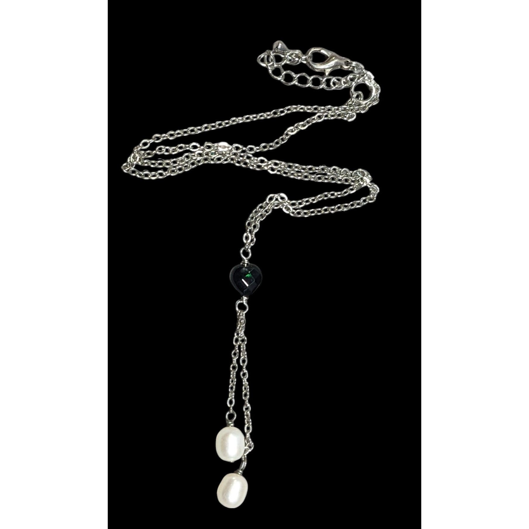 Other Elegant Black Heart Pearl Accent Lariat Necklace Size ONE SIZE - 2 Thumbnail