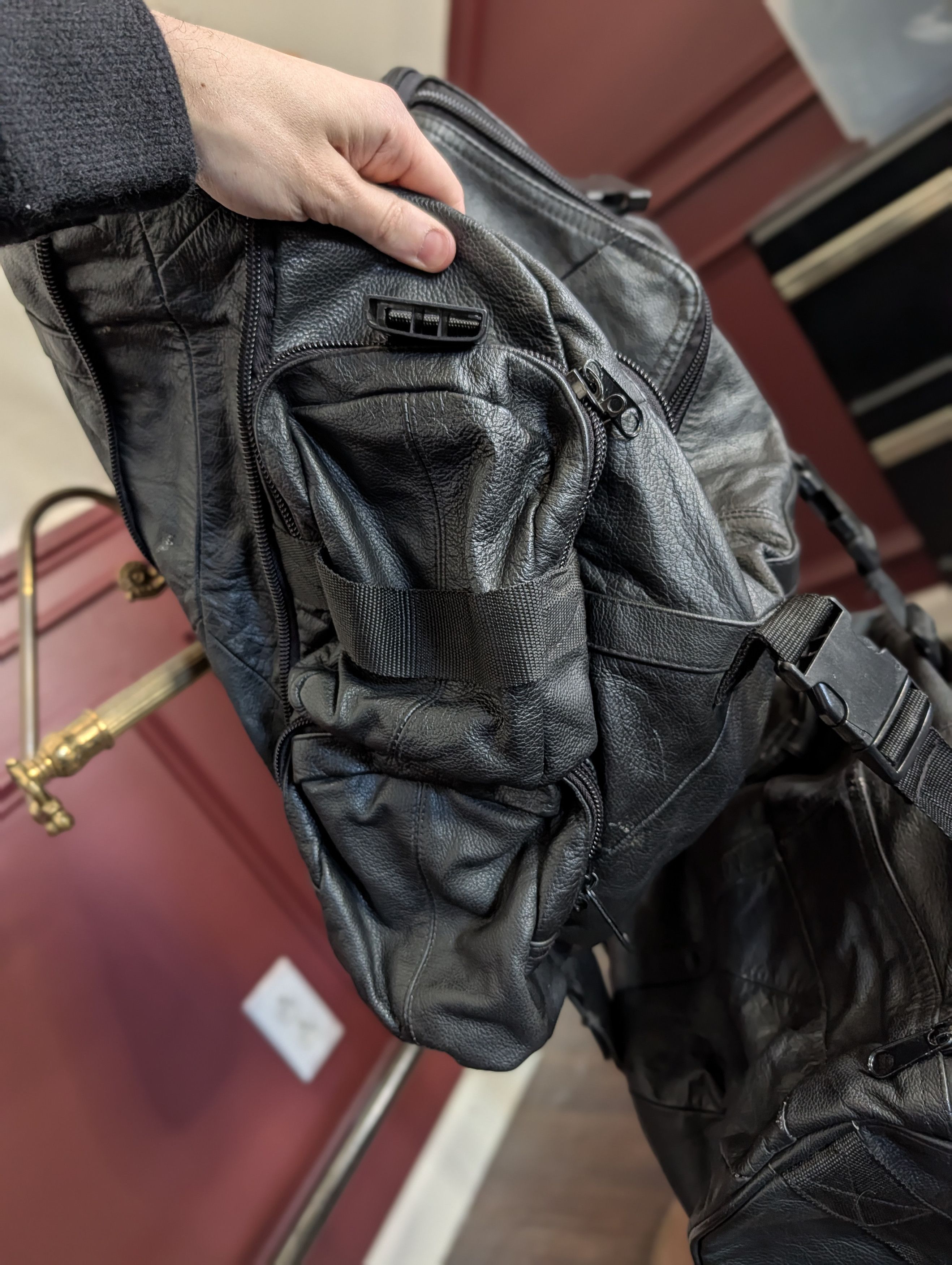 Vintage VTG leather 2-piece black biker cargo backpack Size ONE SIZE - 5 Thumbnail