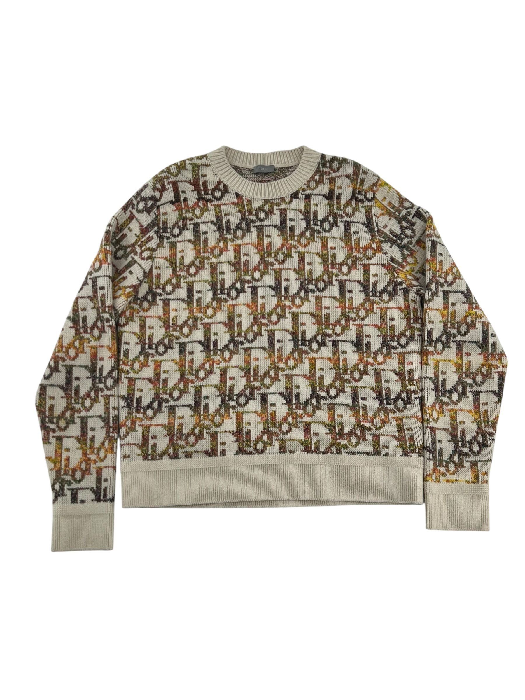 Dior Oblique Multicolor Sweater Tan Size US XL / EU 56 / 4 - 1 Thumbnail