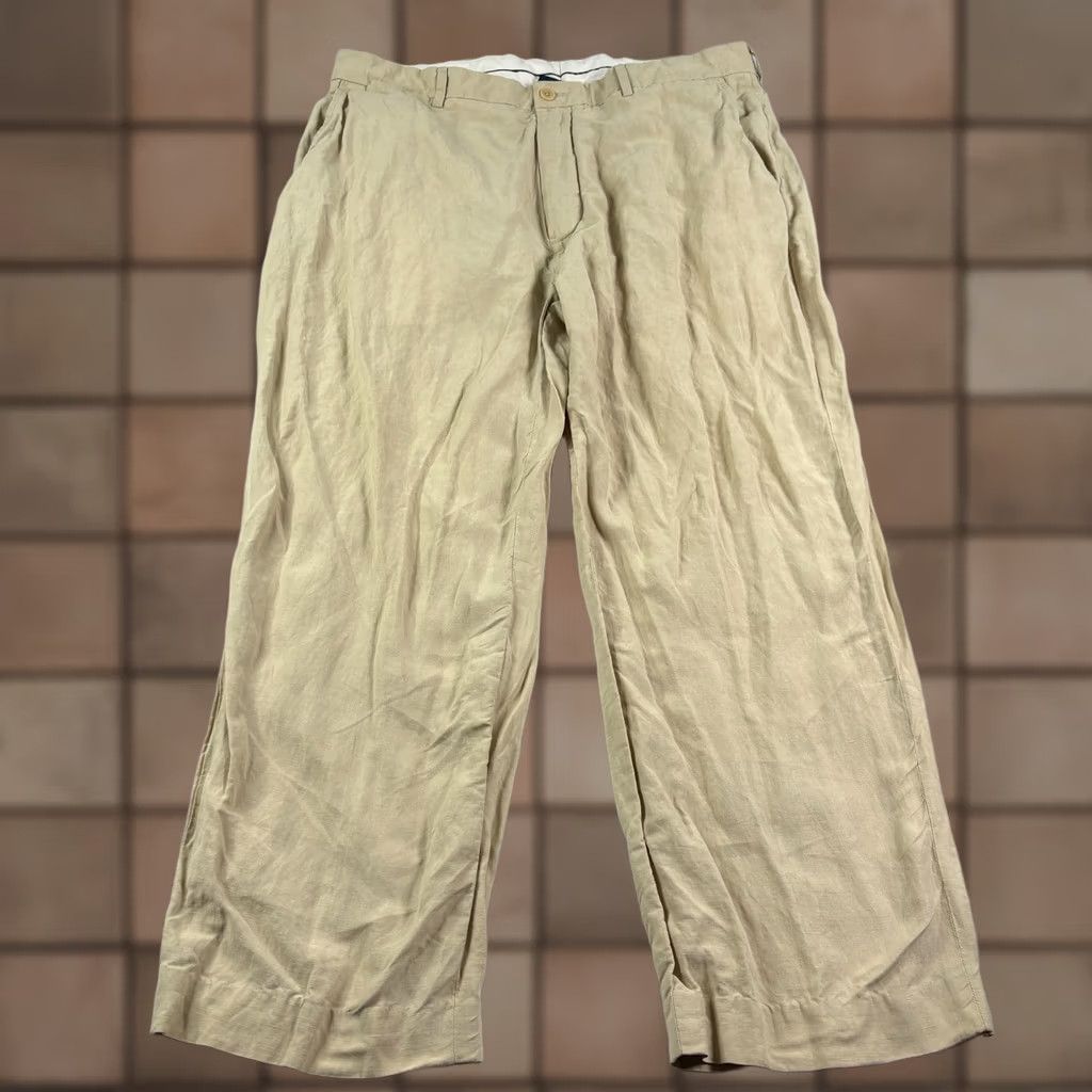 Polo Ralph Lauren VINTAGE Polo Ralph Lauren Pants Mens 36x26 Beige Linen Silk Straight Leg Beach Casual Flat Front Zip Size US M / EU 48-50 / 2 - 1 Thumbnail