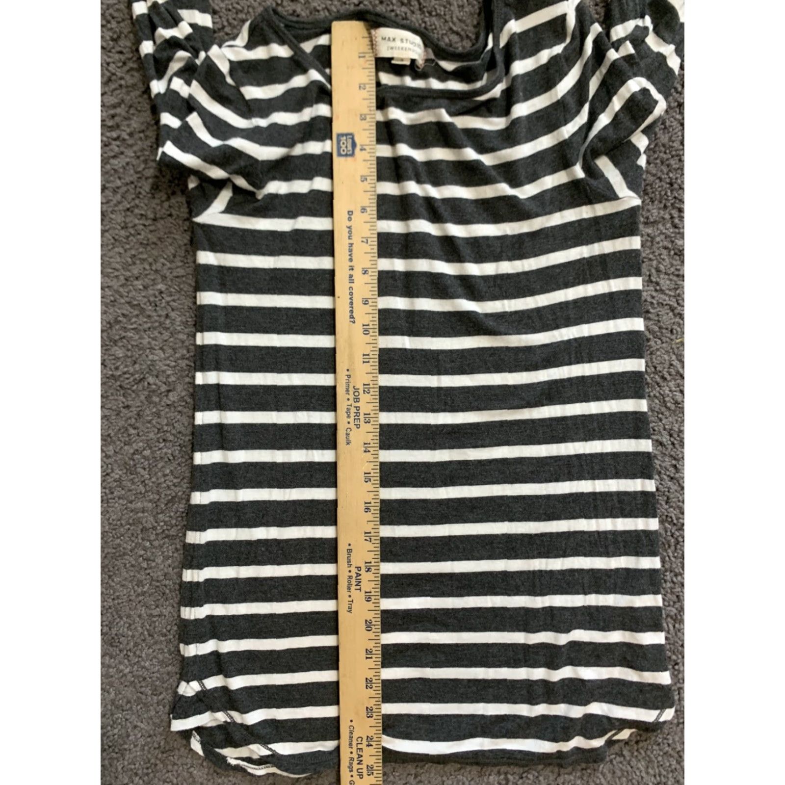 Vintage Max Studio Weekend T Shirt Dress Women Small Gray Stripe Knee Length Stretch Jersey Jewel Neck Long Sleeve Size S / US 4 / IT 40 - 5 Thumbnail