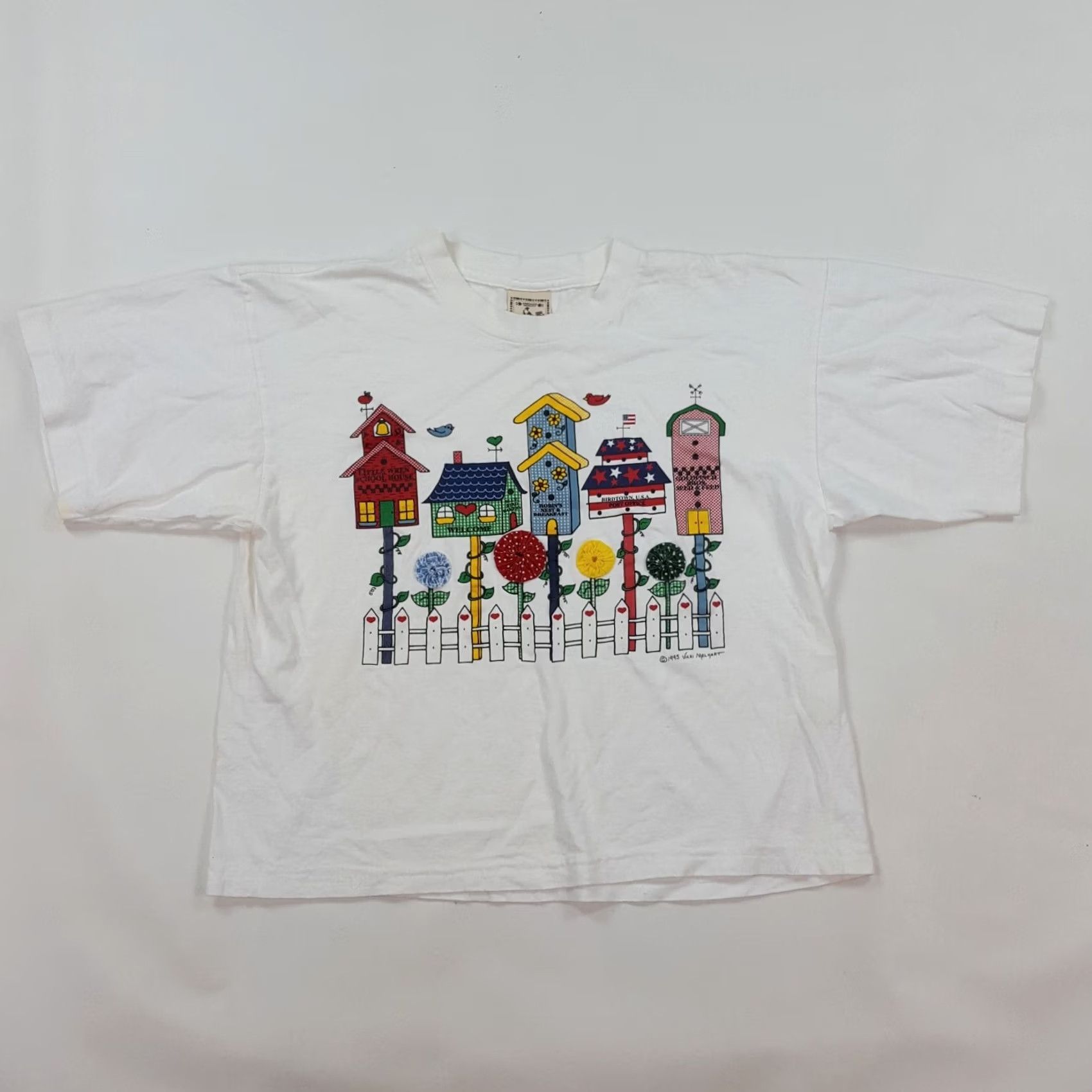 Vintage VINTAGE Alore T-Shirt Unisex Adults 90s Bird Flower White Size S USA Made Graphic Print Size US S / EU 44-46 / 1 - 2 Thumbnail
