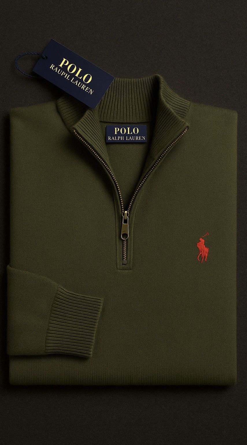 Ralph Lauren Sport Olive Green Quarter-Zip Sweater – Size M Size US M / EU 48-50 / 2 - 1 Thumbnail