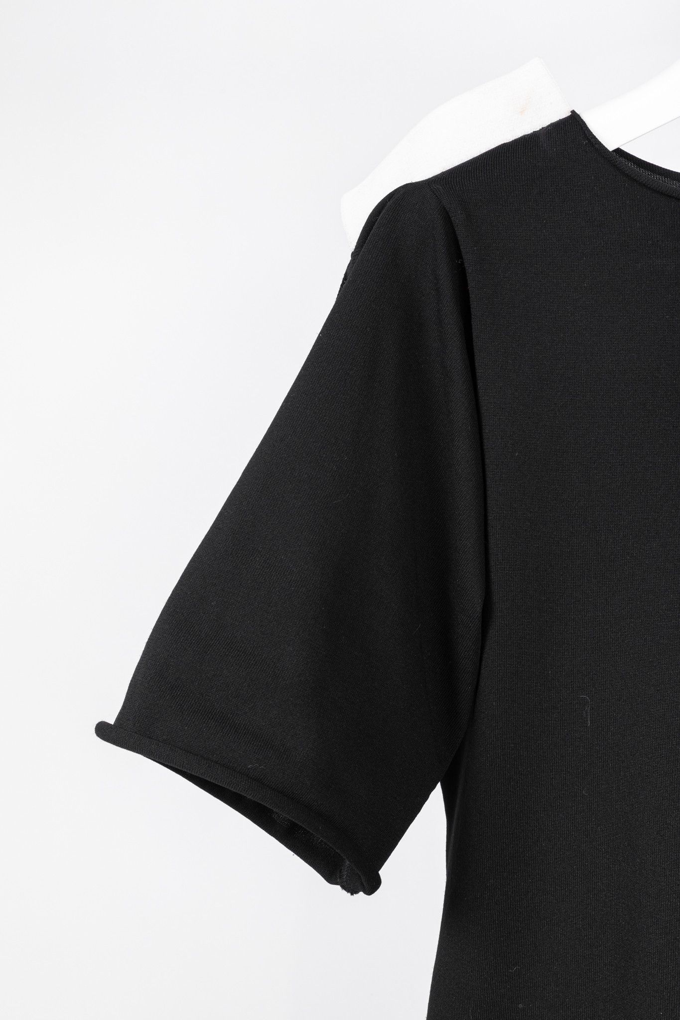 Issey Miyake Issey Miyake Black Knit White-Trim Curved Mini Dress Size XL / US 12-14 / IT 48-50 - 5 Thumbnail