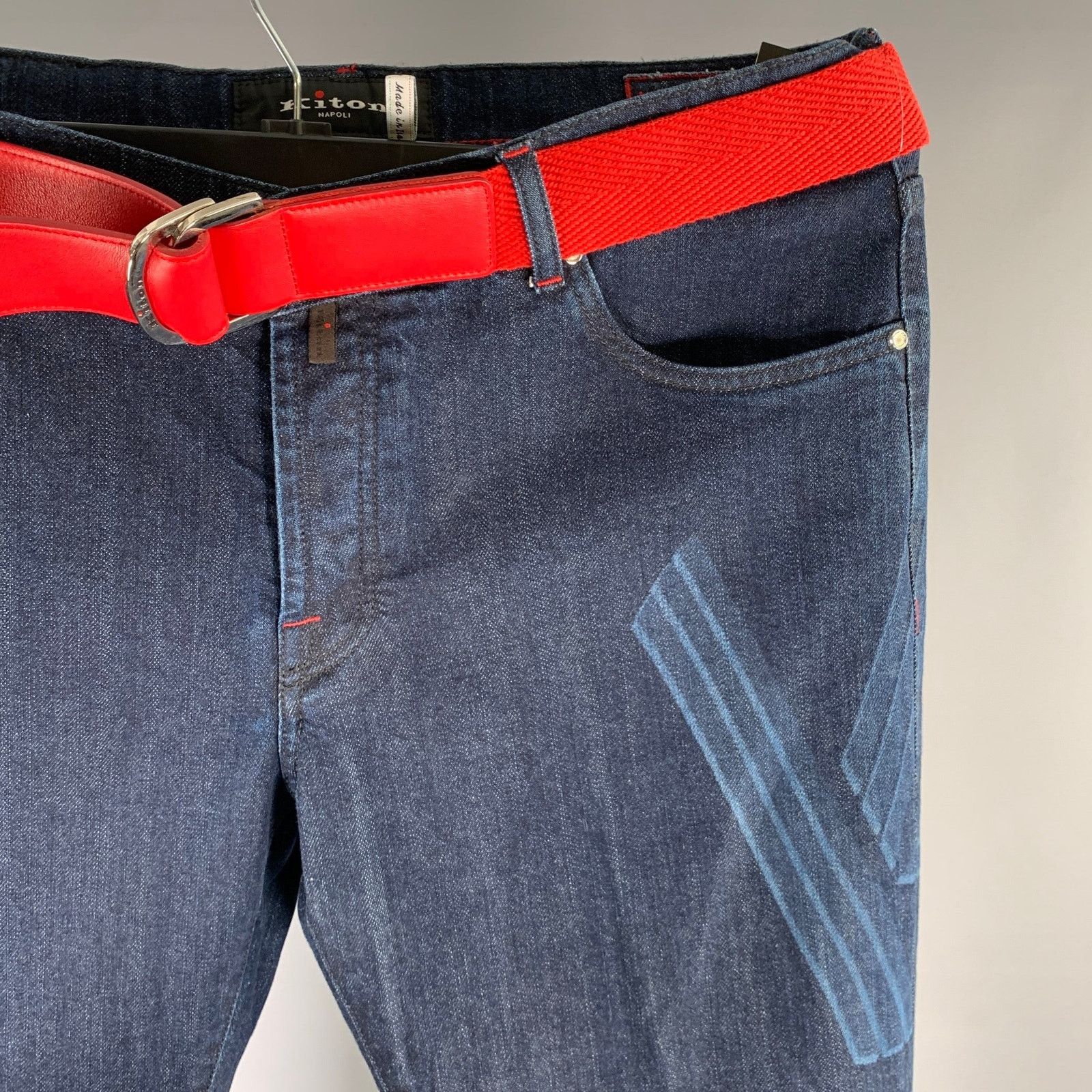 Kiton KITON Size 36 Navy Contrast Stitch Denim Straight Jeans Size US 36 / EU 52 - 4 Thumbnail