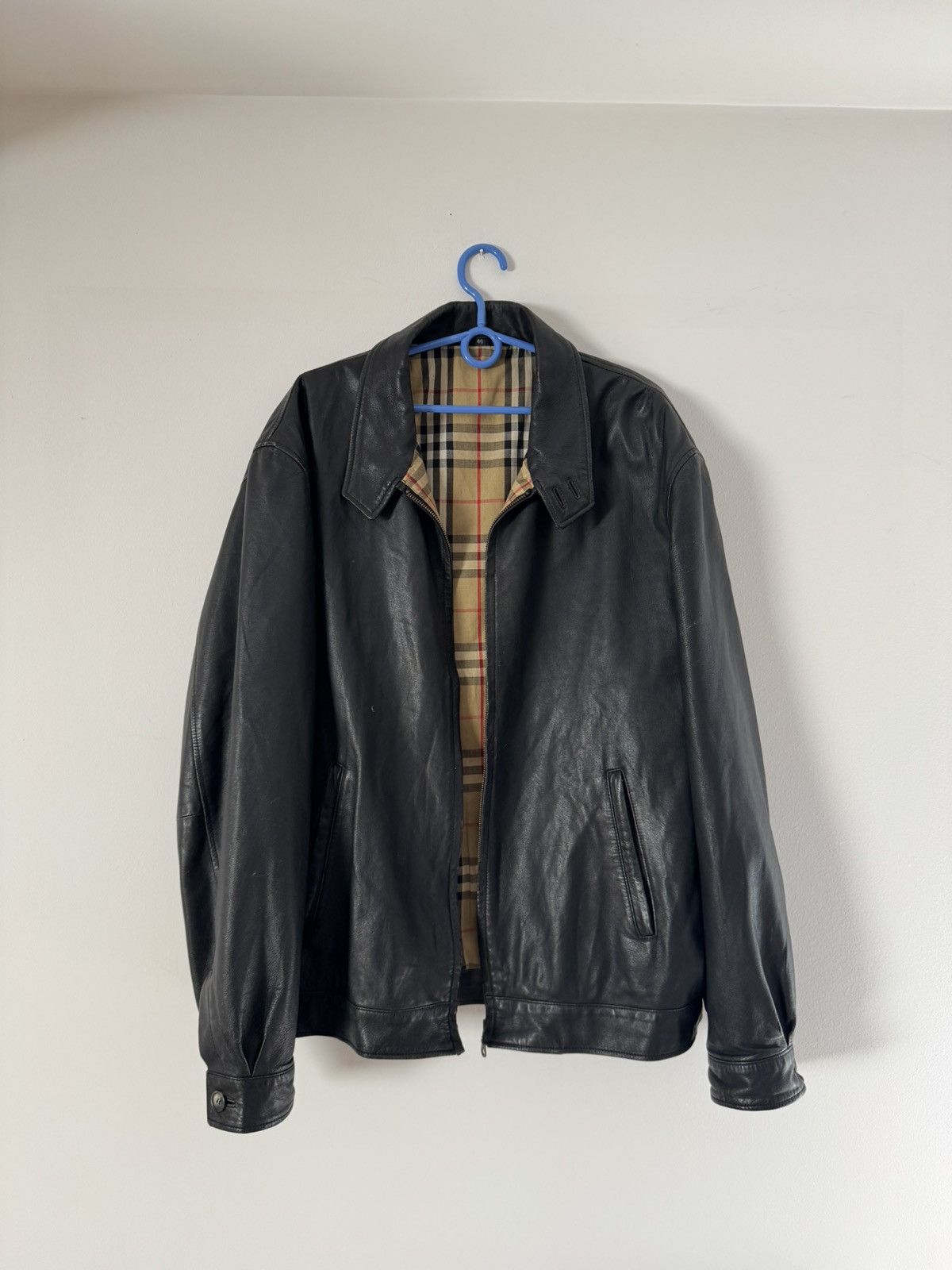 Burberry × Vintage Burberry London leather jacket nova check zip