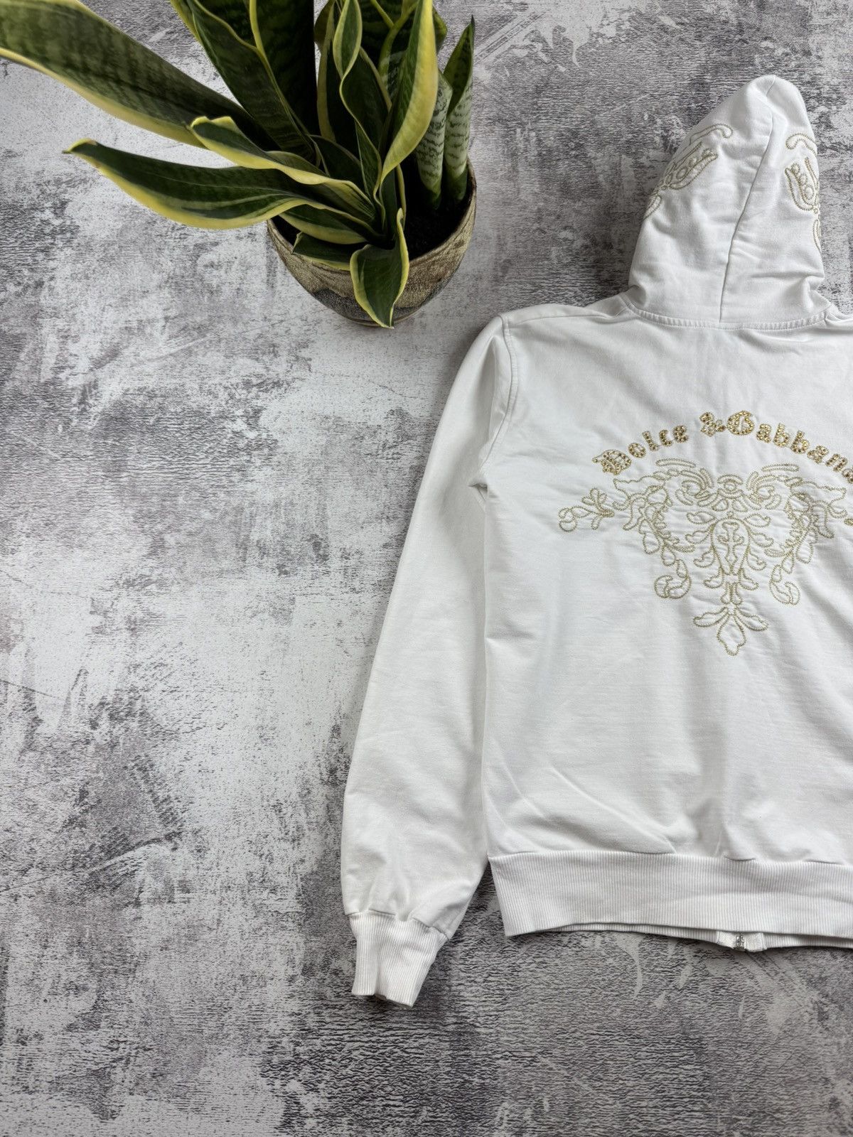 Vintage Dolce Gabbana Women’s XL Vintage D&G 90s White Y2K Zip Hoodie Pullover Size XL / US 12-14 / IT 48-50 - 2 Thumbnail