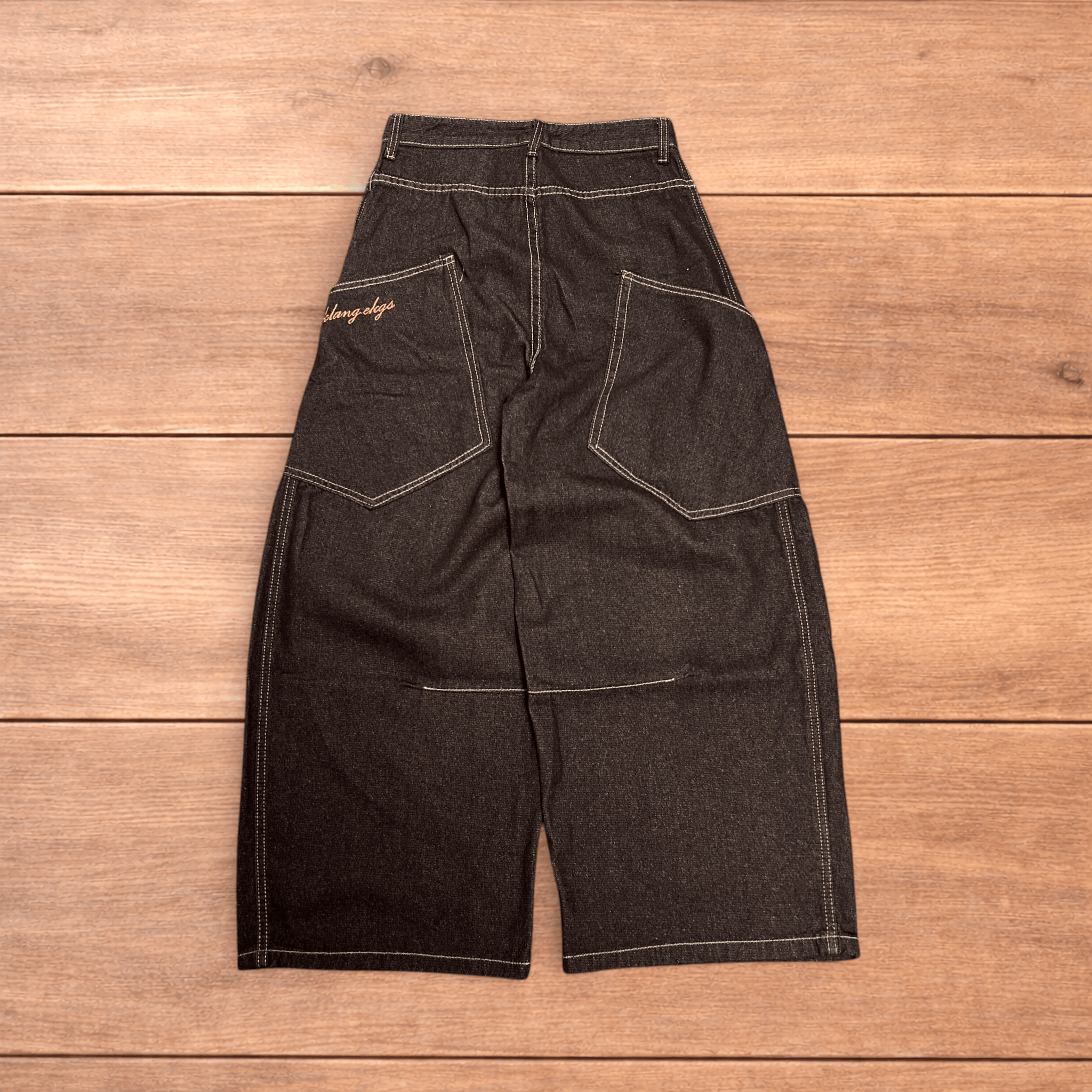 Japanese Brand Vintage style baggy wide leg skater fit jeans in mid black. Size US 36 / EU 52 - 1 Thumbnail