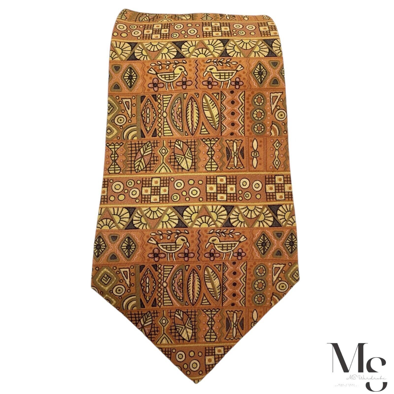 Hermes HERMES PARIS 7641 TA Orange Heiroglyphics Pattern Silk Tie F Size ONE SIZE - 3 Thumbnail