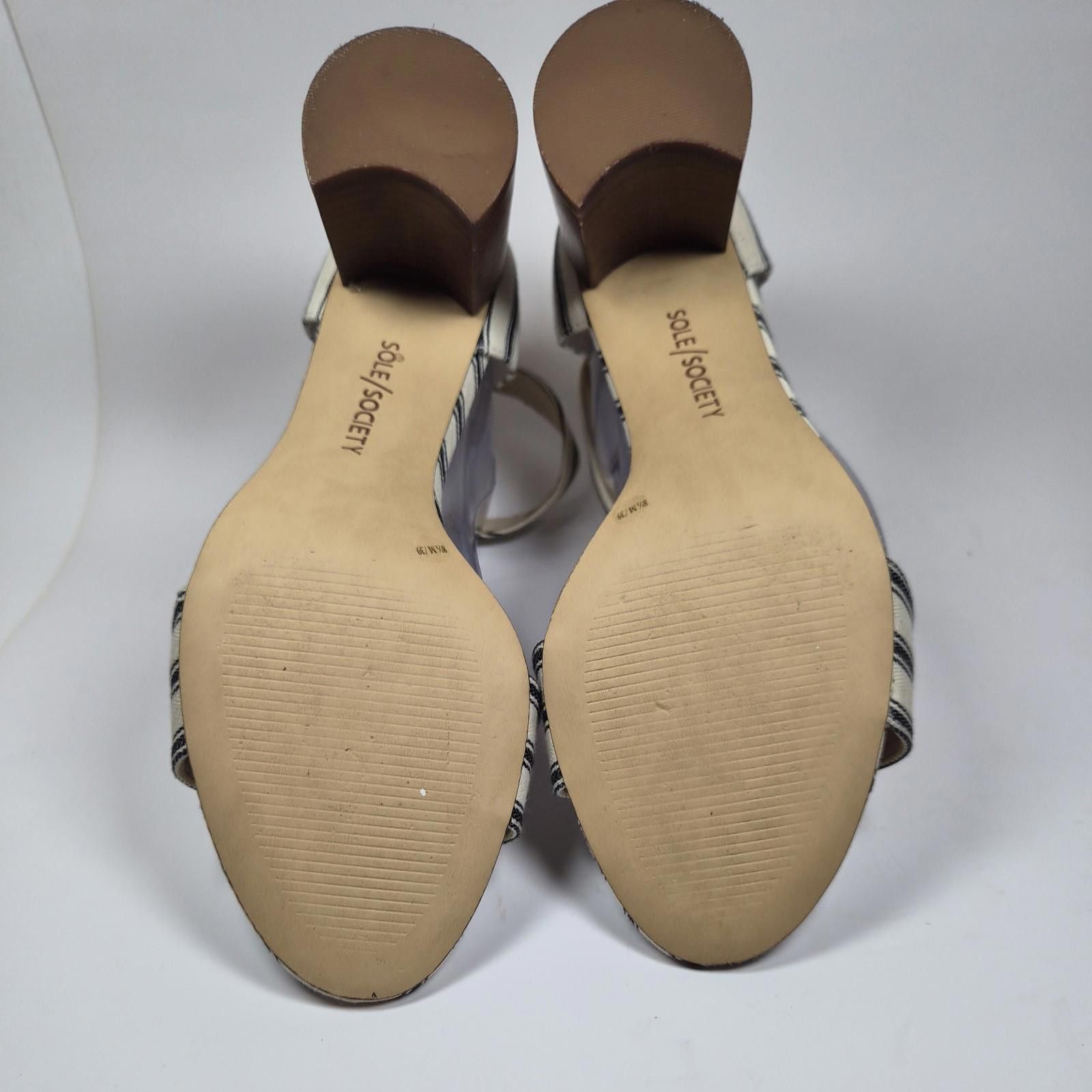 Other SOLE SOCIETY So-Helgah Sandals 8.5 Striped Block Heel Ankle Size US 8.5 / IT 38.5 - 7 Thumbnail