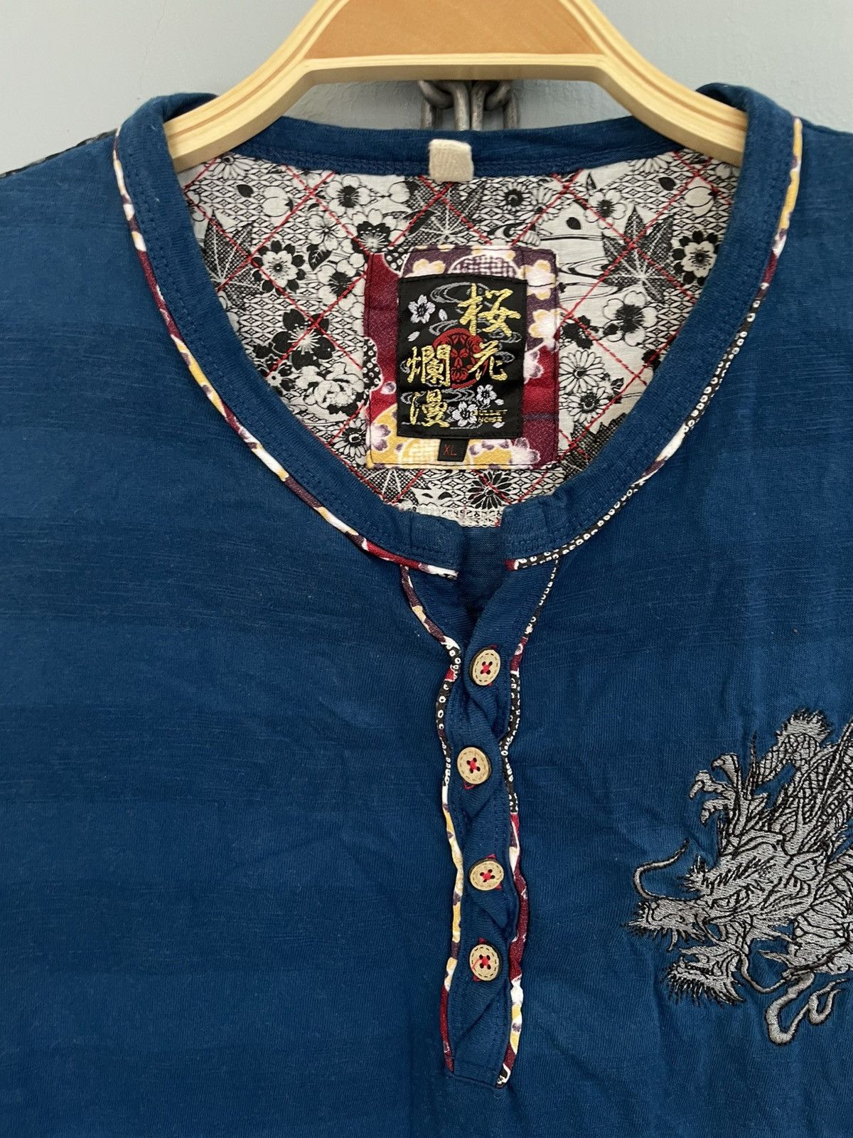 Japanese Brand Japanese traditional dragon embroidery t shirt Size US XL / EU 56 / 4 - 6 Thumbnail