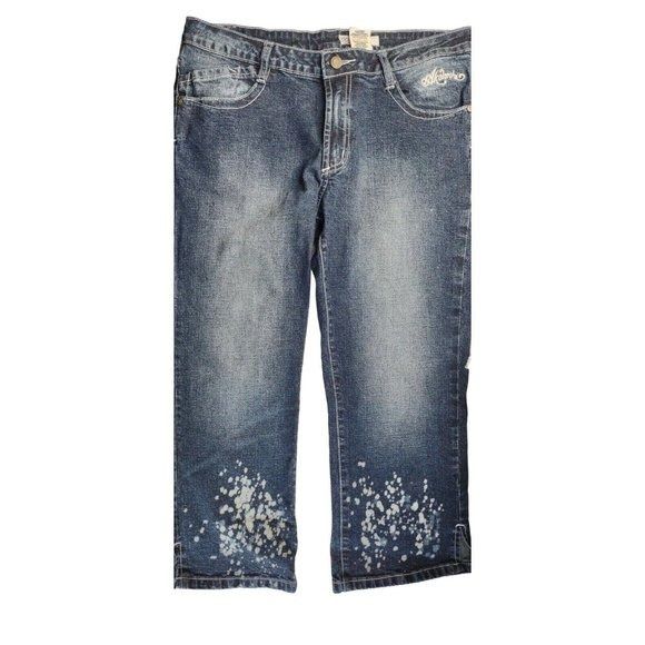 Other Akademiks Womens Cropped Stretch Blue Jeans Akdmks Waist 33 Size 33" - 1 Thumbnail