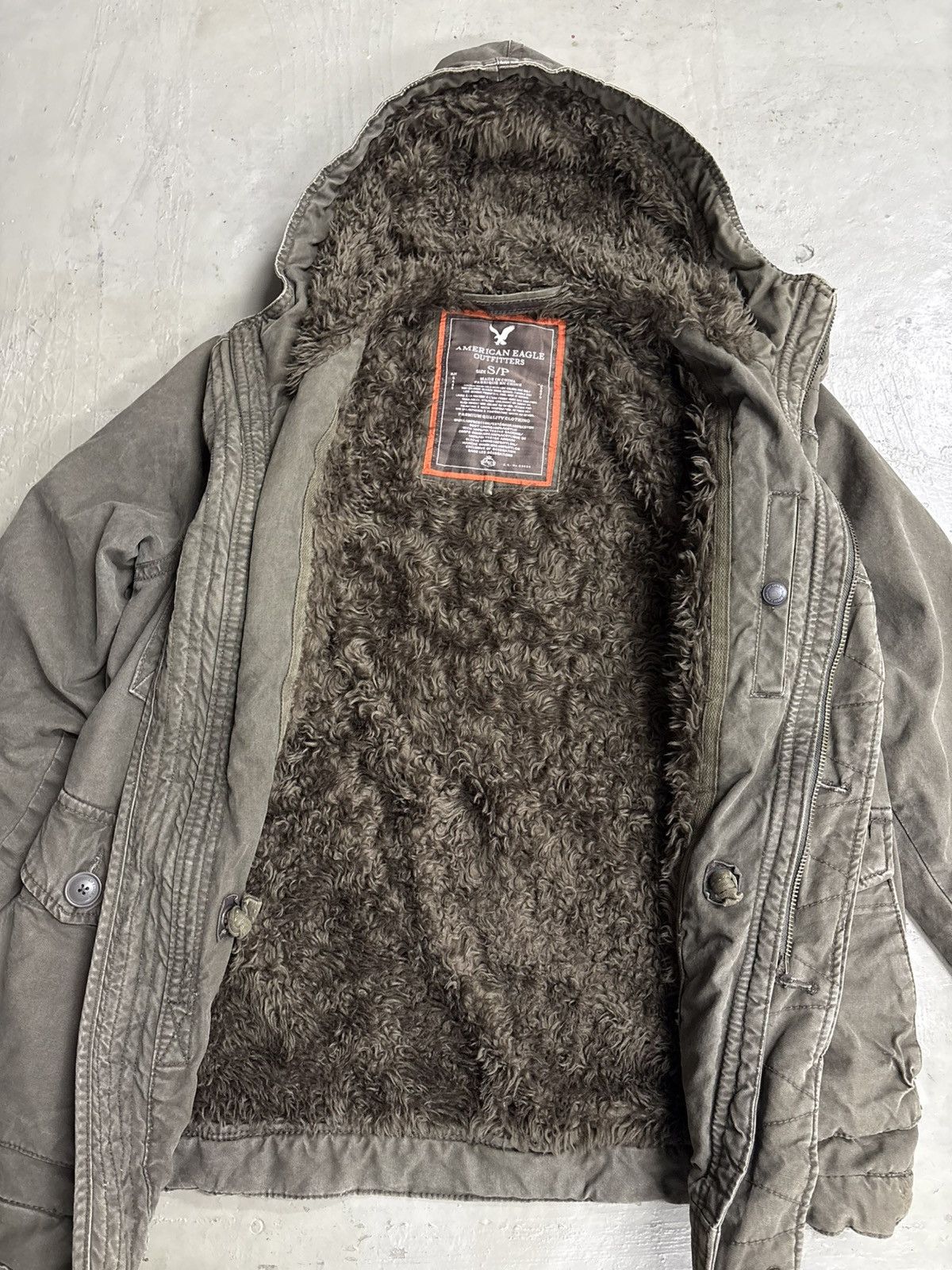 14th Addiction 💥MILITARY PARKA SHERPA LINEN HOODIE JACKET Size US S / EU 44-46 / 1 - 12 Thumbnail