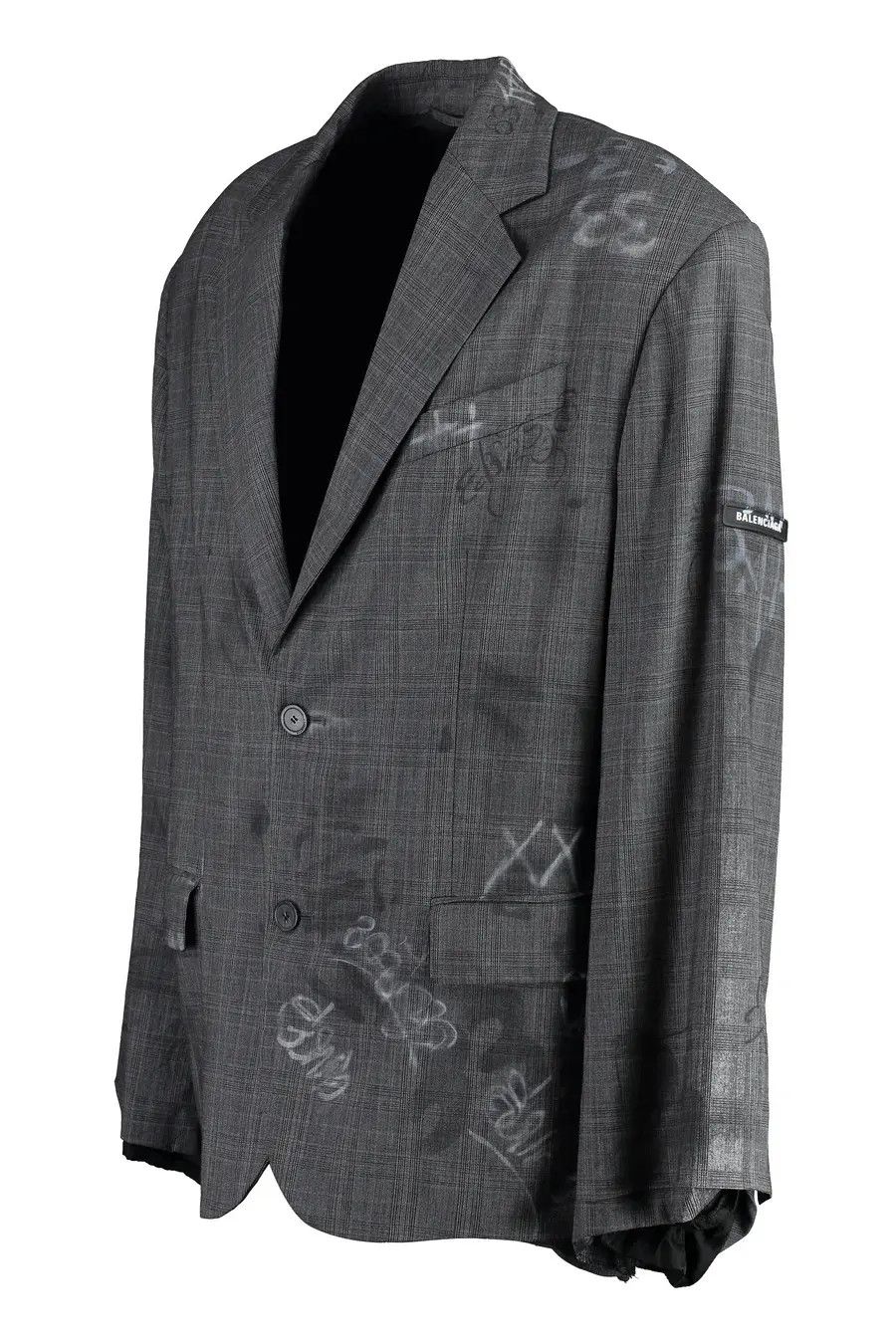 Balenciaga o1bcso1str1224 Graffiti Skater Tailored Jacket Grey/Black Size US XL / EU 56 / 4 - 2 Thumbnail