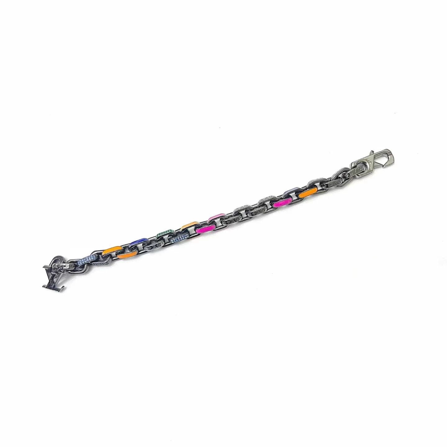 Louis Vuitton LV PARADISE CHAIN vibrant enamel crystal Cuban bracelet L Size ONE SIZE - 3 Thumbnail