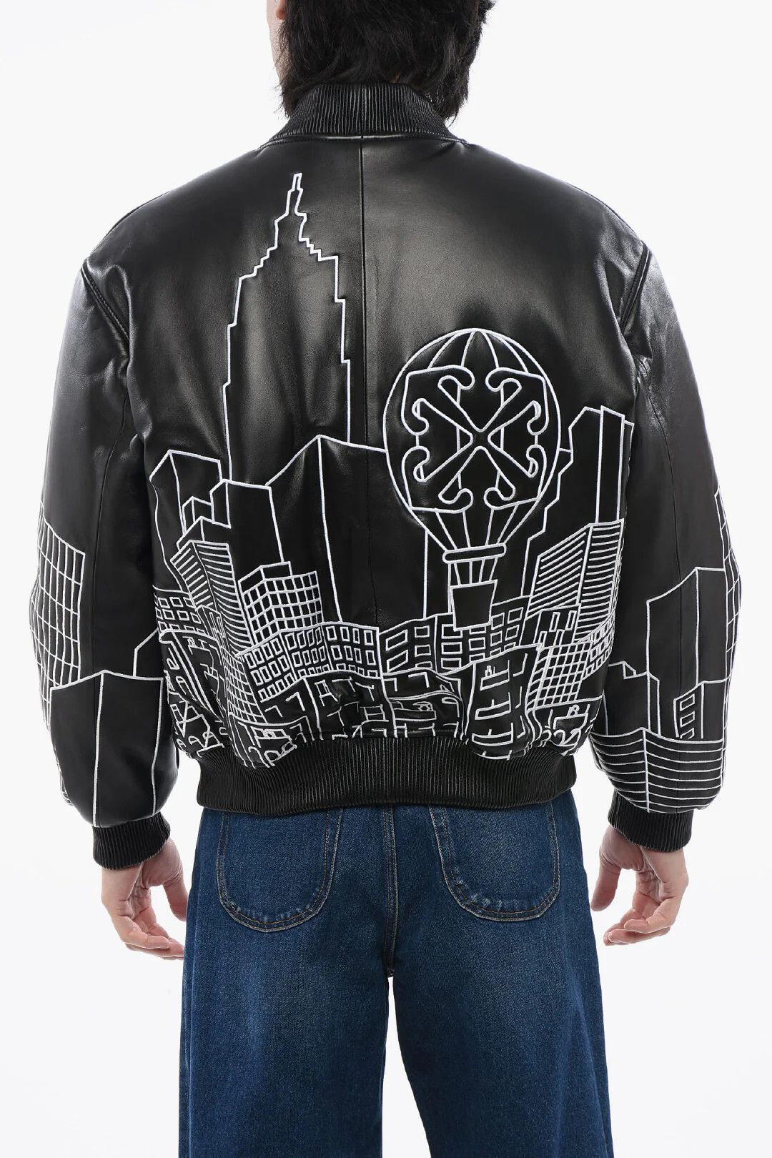 Off-White og1mm0426 Leather Varsity Bomber Jacket in Black Size US S / EU 44-46 / 1 - 2 Thumbnail