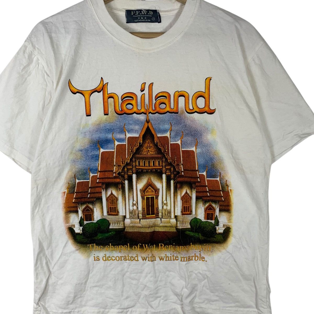 Vintage THAILAND GRAND PALACE Illustration Art Temple Tee Shirt Top Size M / US 6-8 / IT 42-44 - 3 Thumbnail