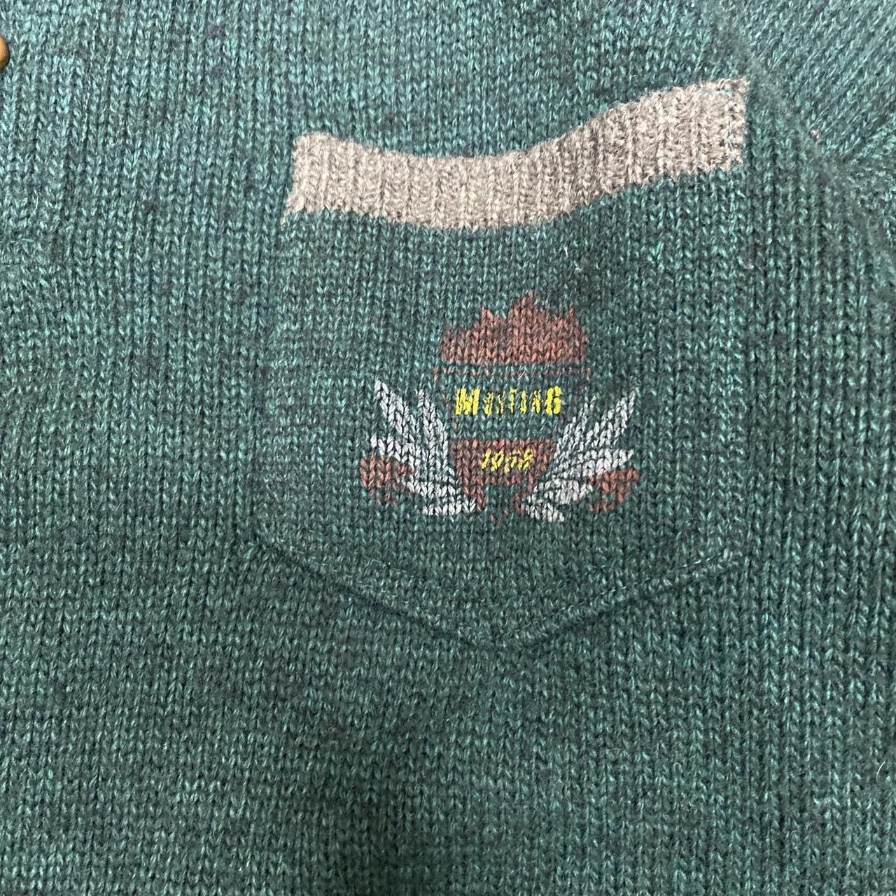 Other Vintage Mustang green & grey wool quarter button up sweater Size US M / EU 48-50 / 2 - 2 Thumbnail